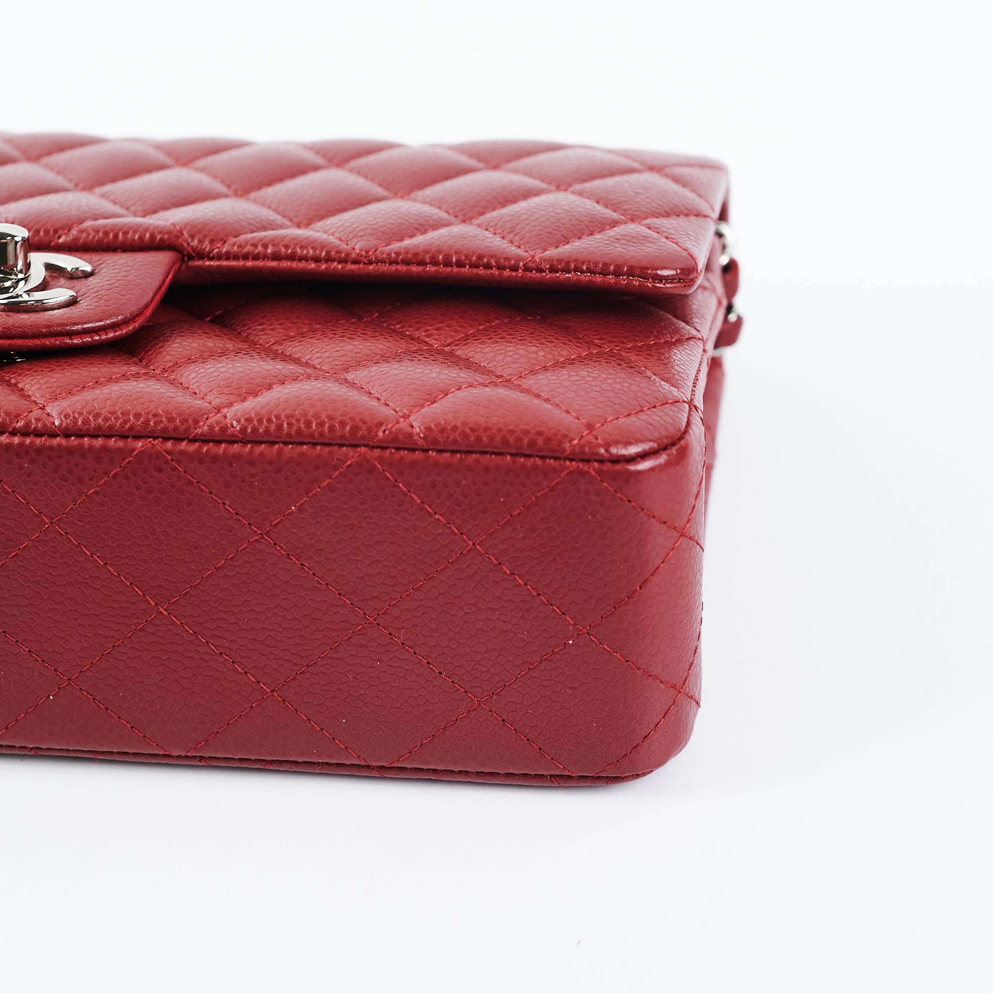 Chanel Medium/Large Caviar Double Classic Flap Bag in Red | Luxury Designer Handbag for Women | Perfect for Parties, Date Nights & Special Occasions