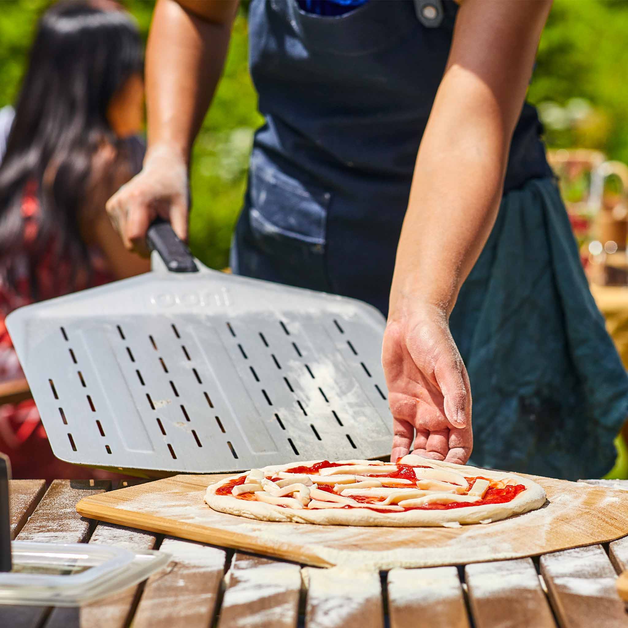 Ooni Perforated Pizza Peel - Premium Aluminum Pizza Paddle for Outdoor Wood Fired Ovens - Perfect for Neapolitan & Artisan Pizza Making at Home or Restaurant Use