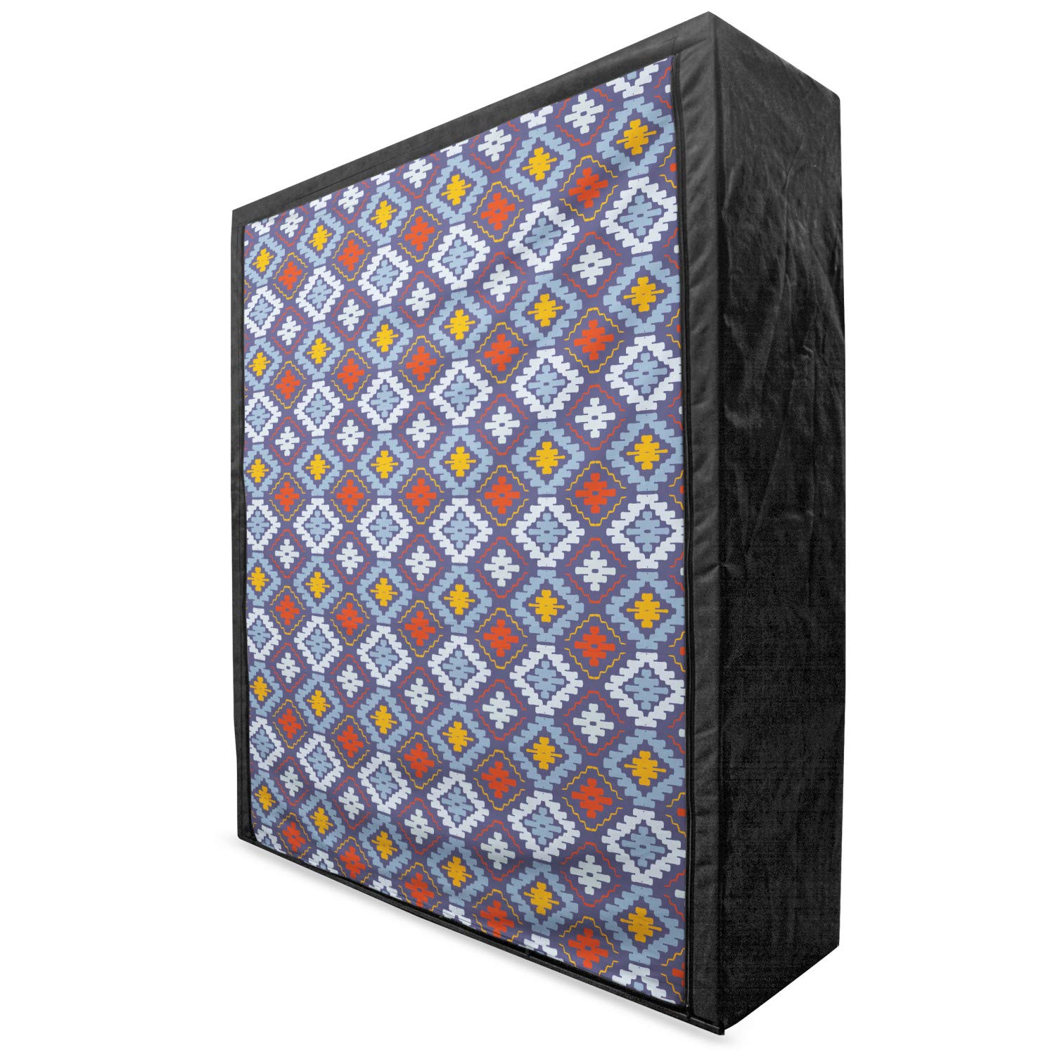 Ambesonne Tribal Portable Fabric Wardrobe - Mexican Traditional Motifs & Geometric Abstract Design, 59 Inch Clothing Organizer with Shelves, Multicolor - Perfect for Bedroom Storage, Closet Organization & Travel Use