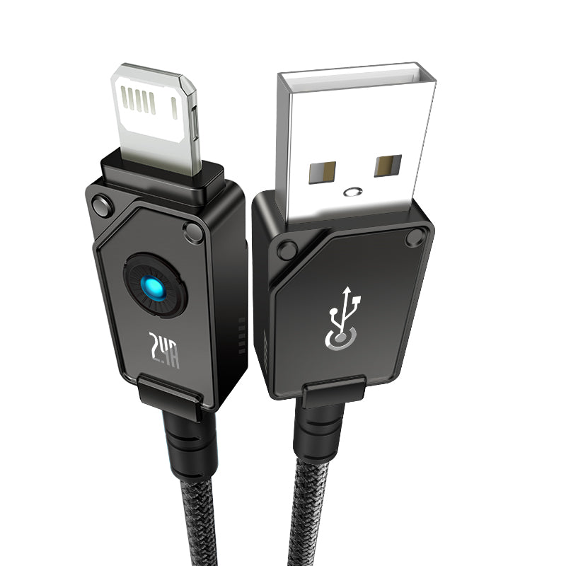 Baseus Unbreakable Fast Charging Cable 1m USB to Lightning 2.4A Black - Durable Charger for iPhone iPad at Home Office Travel