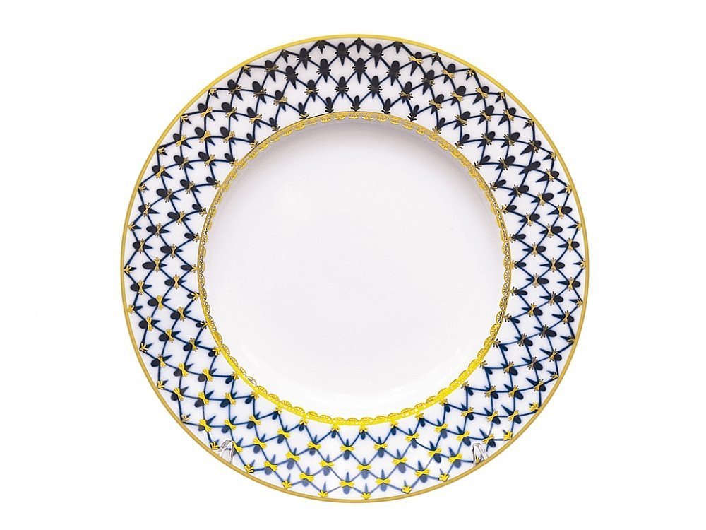 Lomonosov Porcelain Dinner Plate - Cobalt Net Collection - 10.6