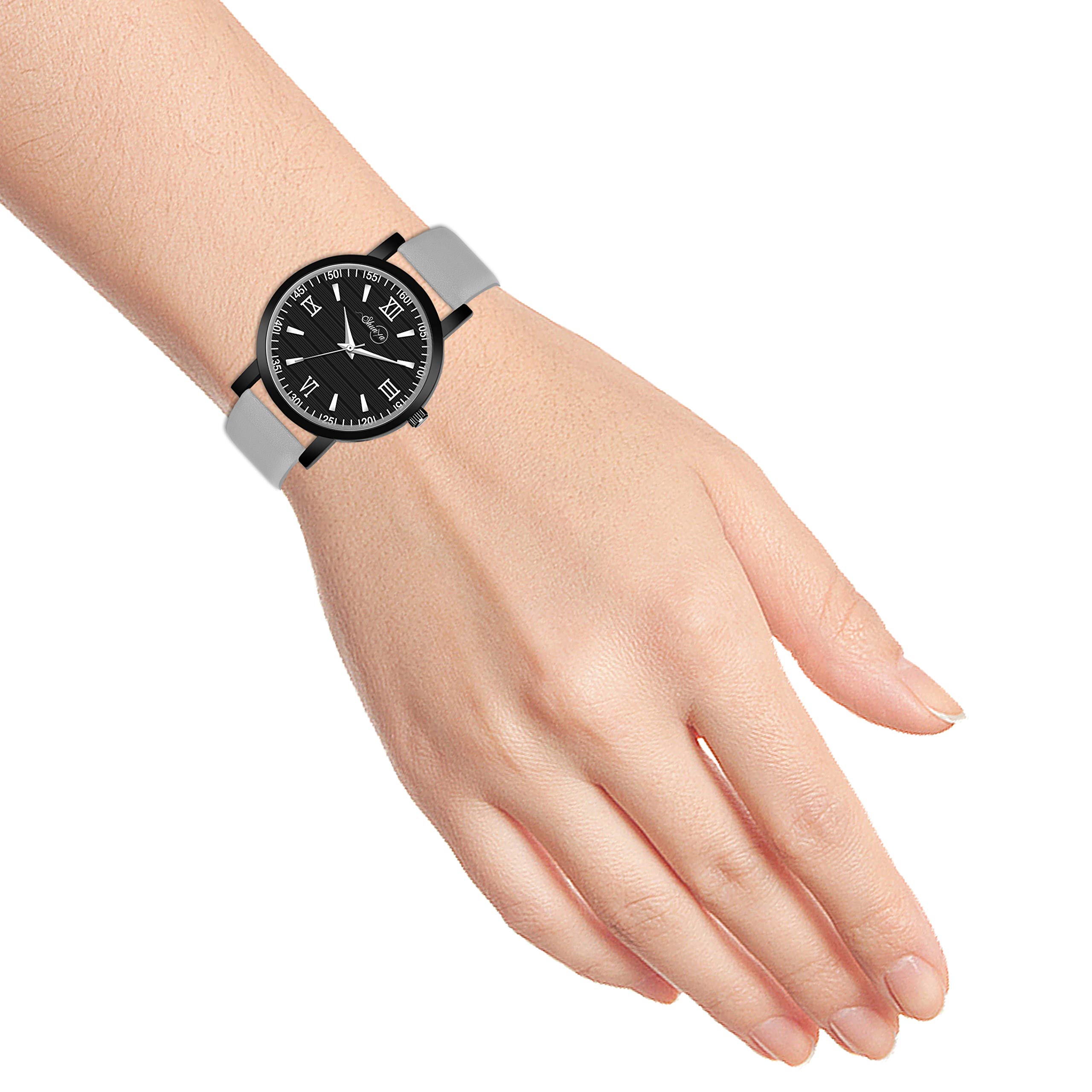 Shunya SH-617 Women's Fashion Watch - Black Roman Dial Analog Watch with Genuine Leather Strap | Stylish Ethnic Design for Everyday Wear, Office & Special Occasions