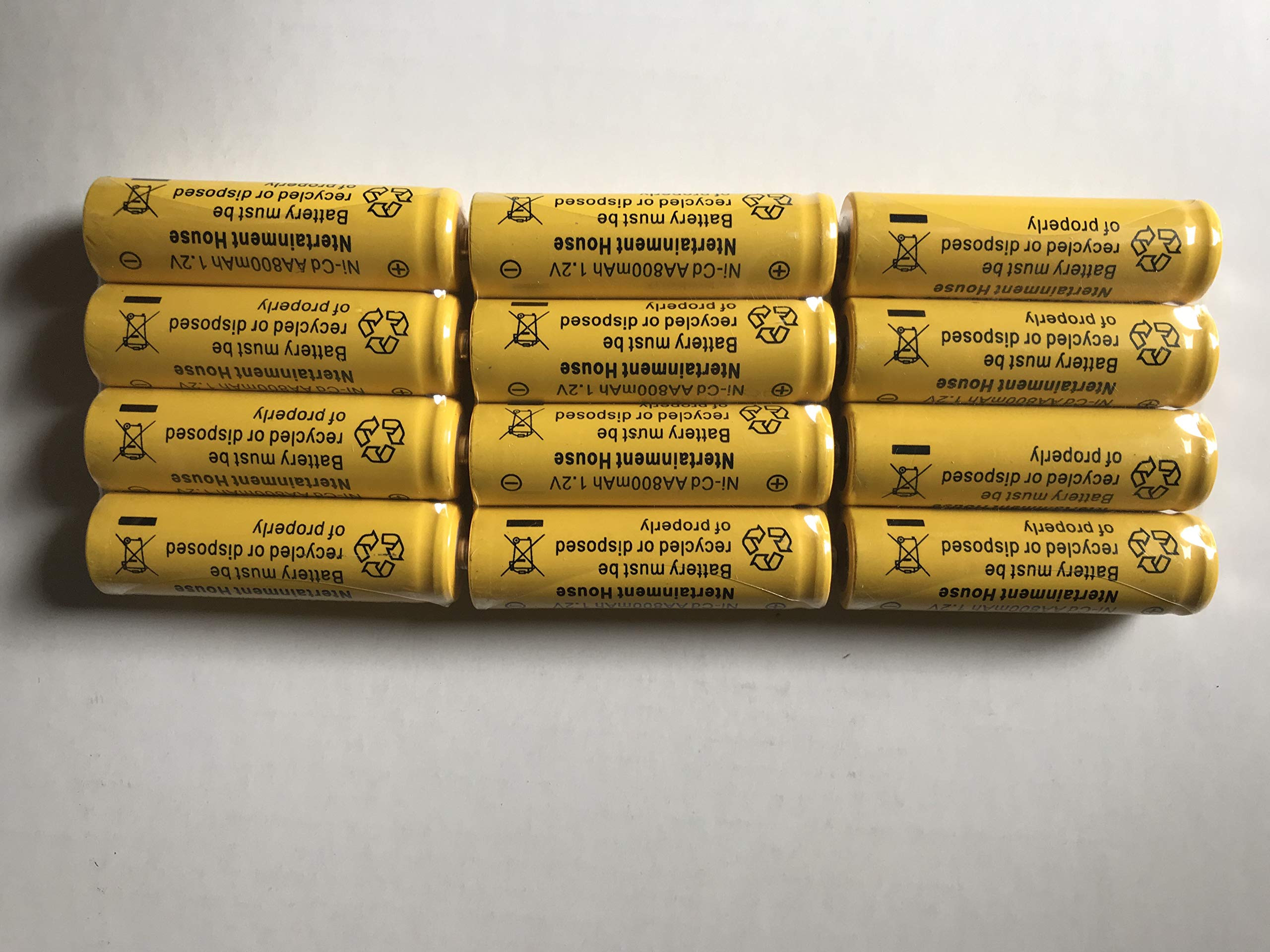 12 Pack AA 800mAh Ni-Cd Rechargeable Solar Batteries for Outdoor Solar Lights - Perfect for Garden, Pathway, and Landscape Lighting