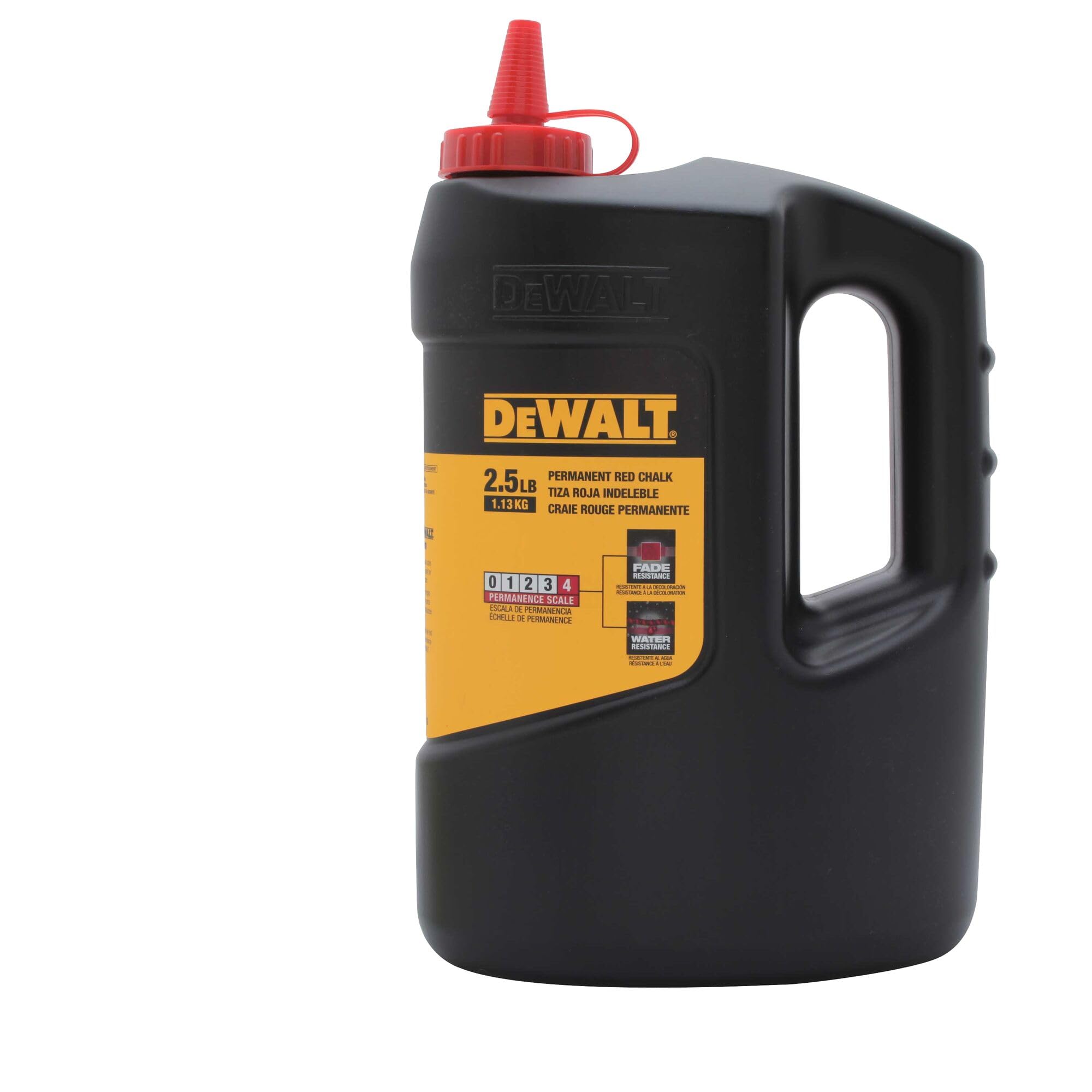 DEWALT DWHT72716 2.5 lbs Red Permanent Chalk Line Refill - High Visibility Marking for Construction, Masonry & DIY Projects