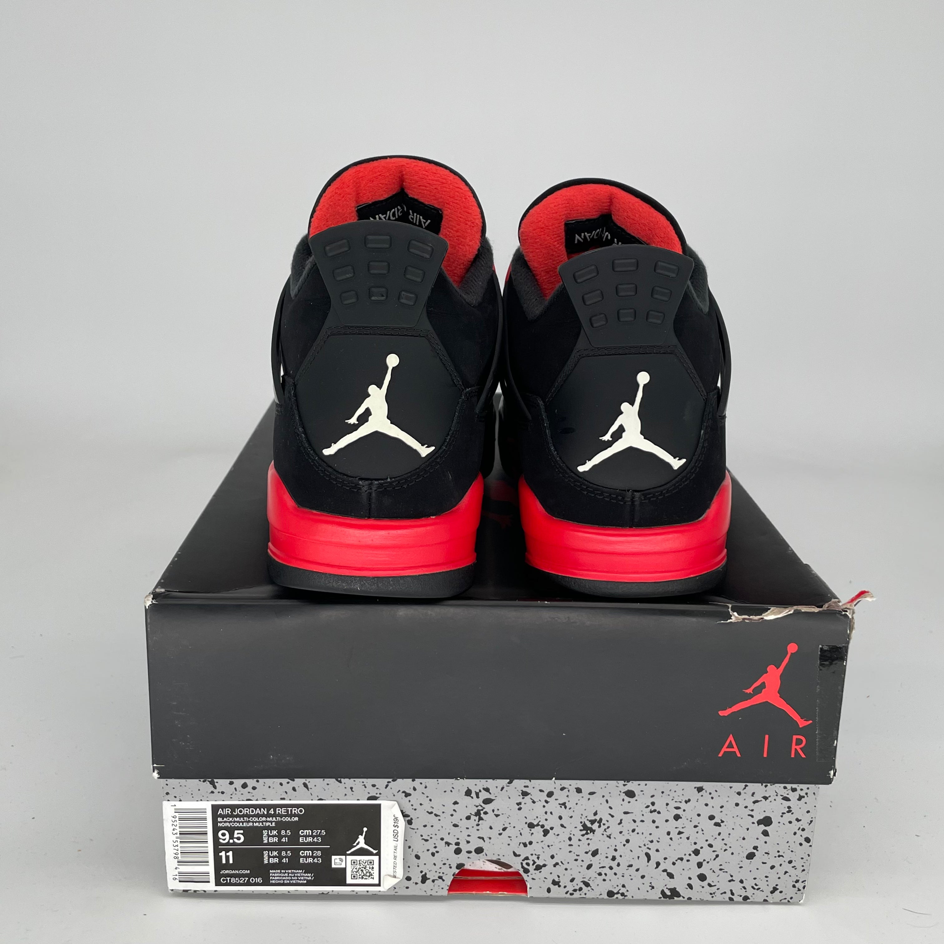 AIR JORDAN 4 Retro Red Thunder Men's Basketball Shoes Size 9.5 - Style CT8527-016 | Authentic Sneakers for Sports, Streetwear & Casual Fashion