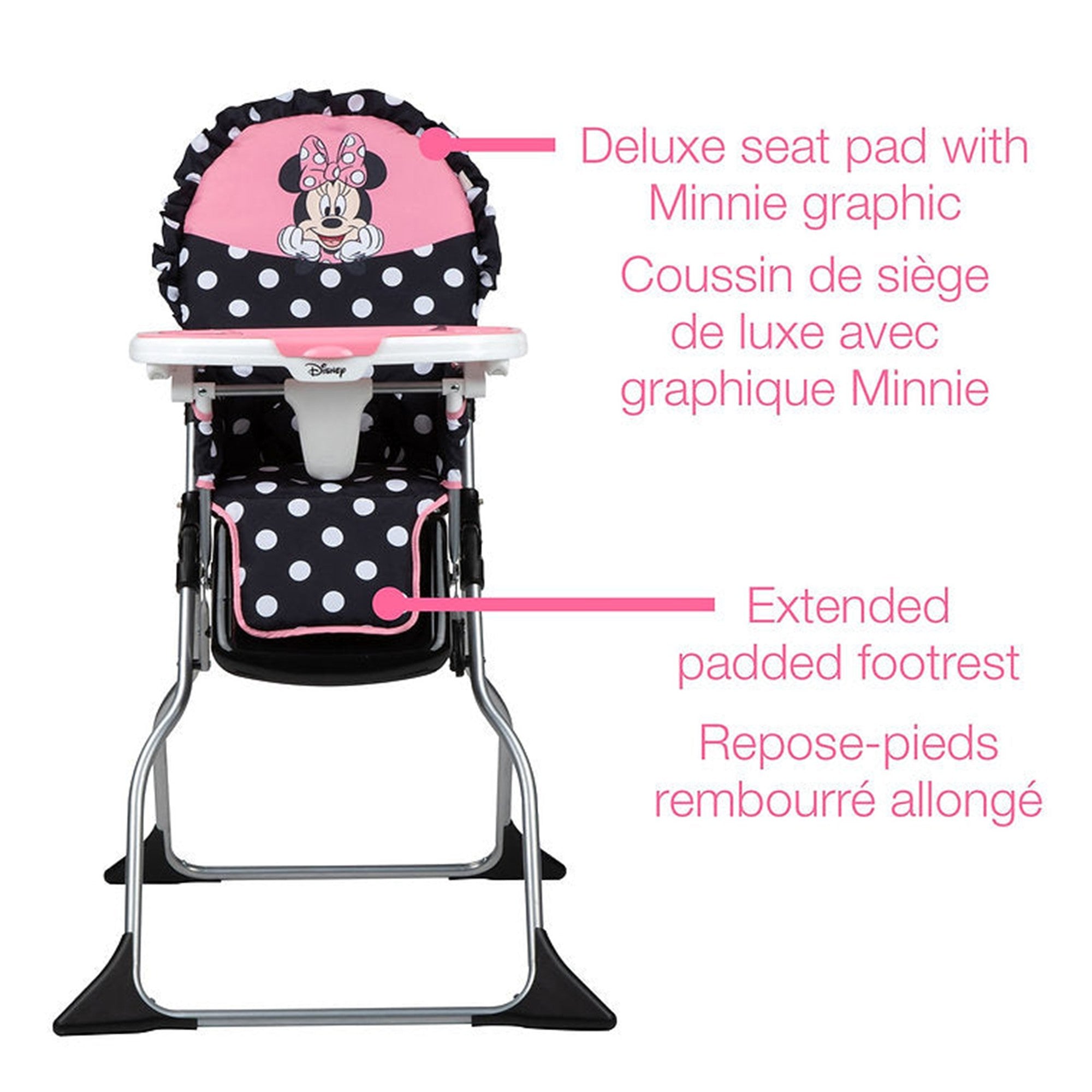 Disney Peeking Minnie 3D Ultra High Chair for Babies - Soft Cushioned Infant Feeding Seat with Safety Harness for Home & Restaurant Use