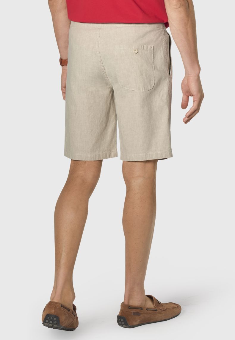 BROOK TAVERNER Cowdrey Linen Shorts for Men - Stone Regular Fit Casual Summer Shorts - Perfect for Beach, Vacation & Outdoor Activities