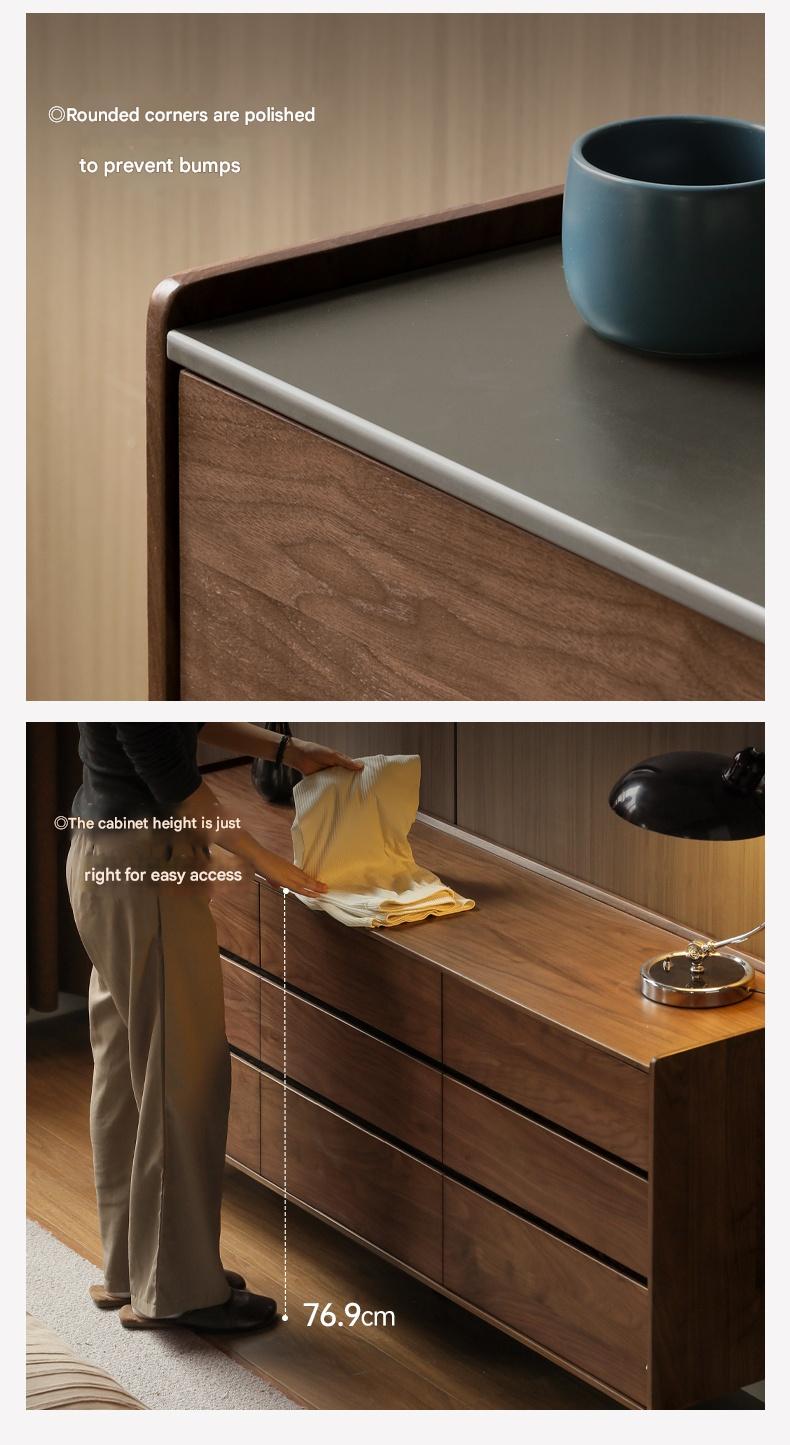 Premium Black Walnut Solid Wood Italian Style Luxury Dresser - Elegant Bedroom Storage Solution for Master Bedrooms & Guest Rooms