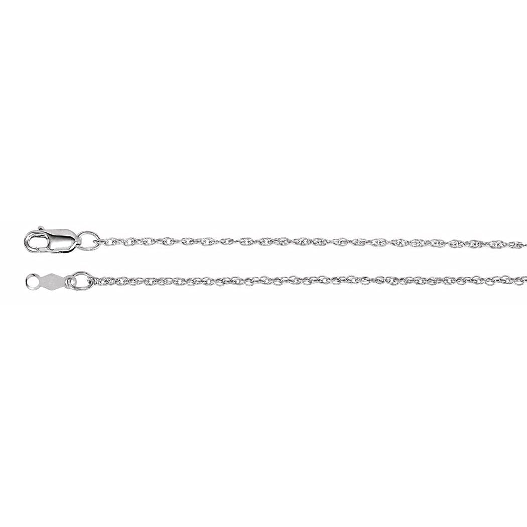 10K White Gold 1.25mm Rope Chain Necklace for Women - 16 18 20 Inch Length Options - Elegant Jewelry Gift for Her - Perfect for Weddings, Anniversaries & Special Occasions