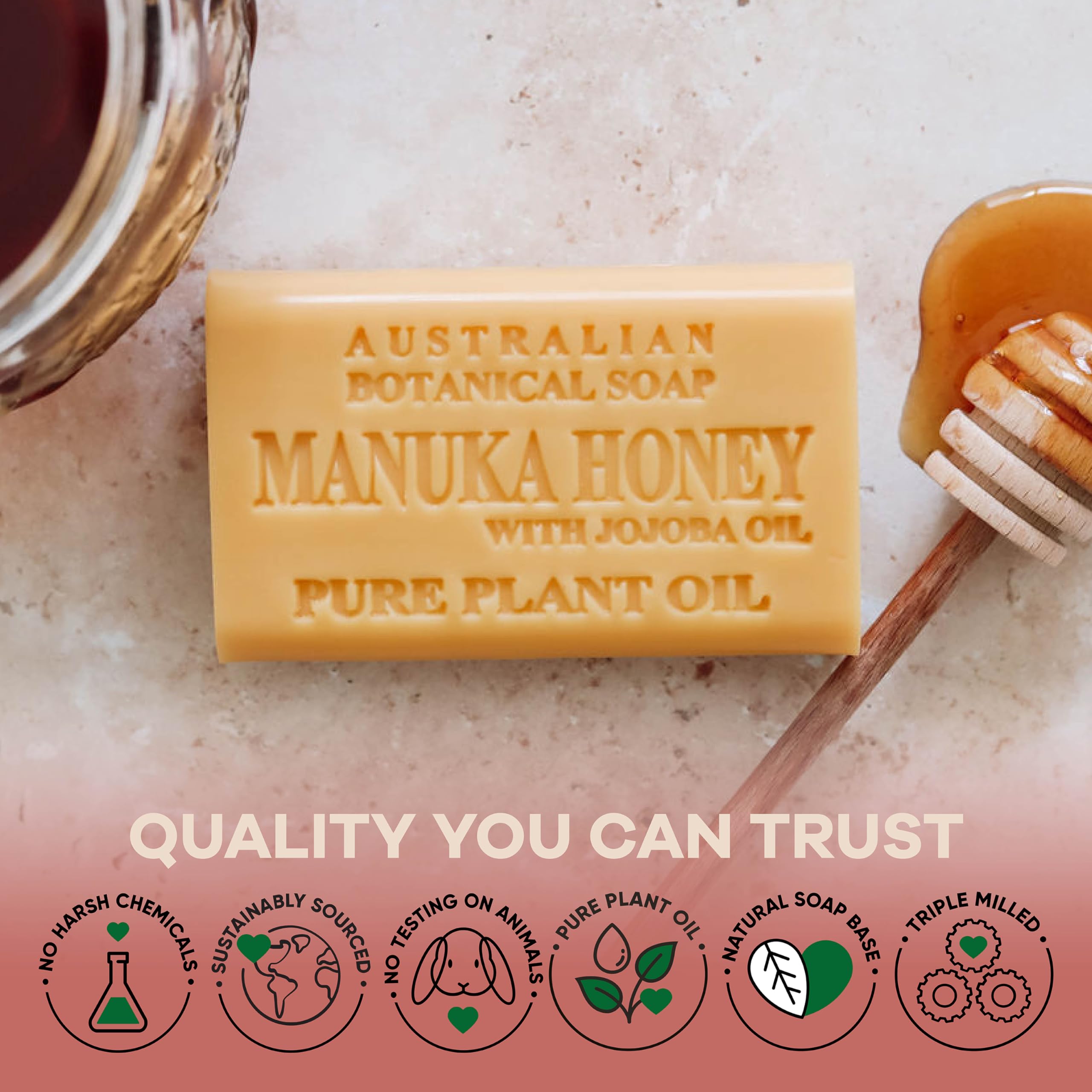 Premium Australian Manuka Honey & Jojoba Oil Botanical Soap Bar (6.6 oz) - Enriched with Shea Butter for Moisturizing & Nourishing Skin - Perfect for Daily Face & Body Care, Spa Treatment & Gift Sets