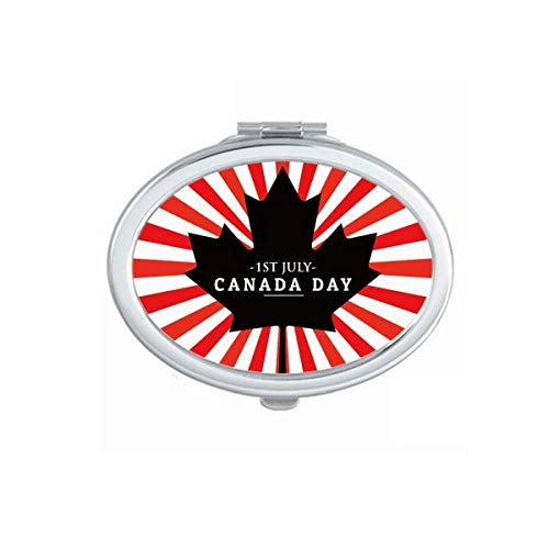 DIYthinker Happy Canada Day & 4th of July Black Maple Leaf Double-Sided Folding Mirror - Portable Makeup Mirror for Travel, Home, and Handbag (Perfect for Cosmetics, Grooming & On-the-Go Touch Ups)