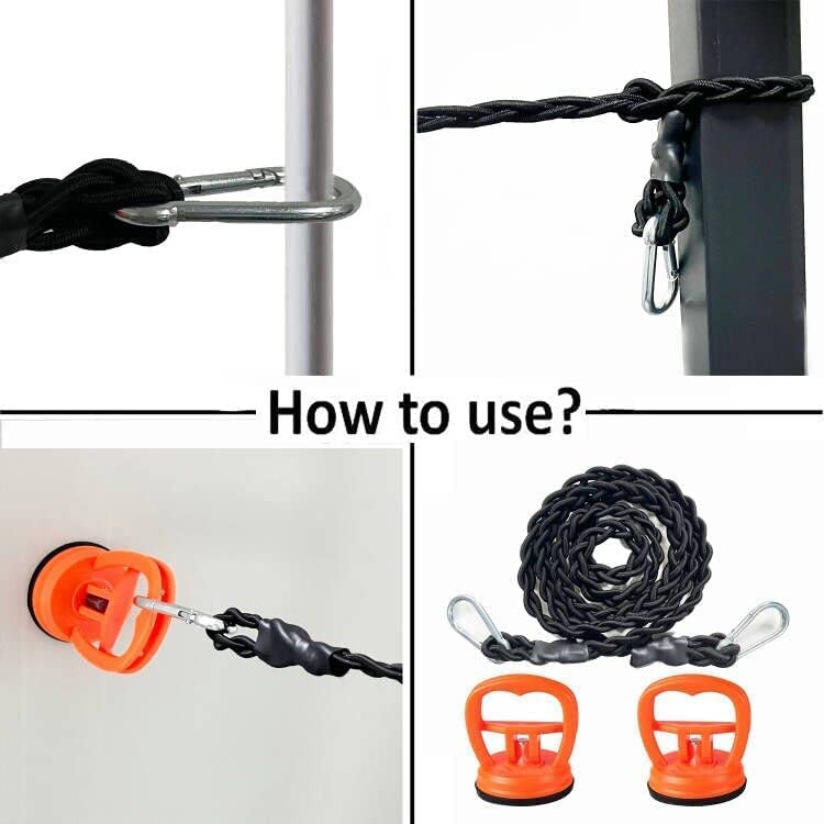 Braided Elastic Travel Clothesline with 2 Strong Suction Cups | Portable Laundry Drying Rope for Camping, Hiking & Hotels | Secures to Walls, Tiles, Trees or Poles | Quick-Dry Bungee Cord for Outdoor & Travel Use