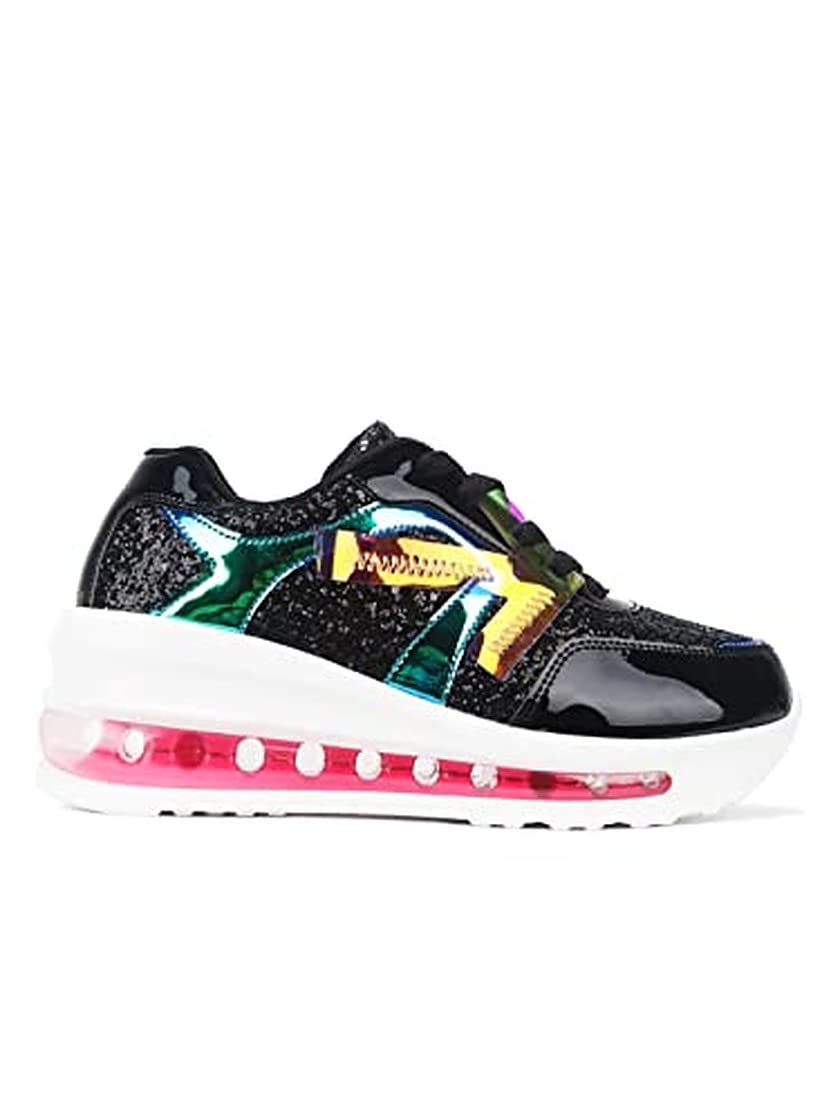 Women's Fashion Light Chaser Holographic Sneakers - Trendy Reflective Running Shoes for Women, Comfortable Walking Shoes for Casual Outfits & Night Jogging