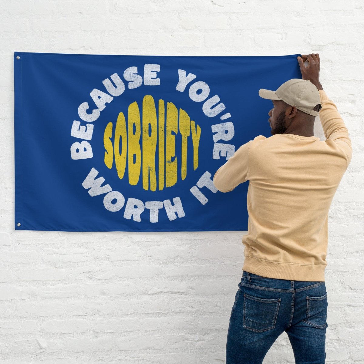 Stay Sober Flag - Motivational Sobriety Banner for Recovery & AA Meetings - Inspirational Home & Office Decor for Addiction Support