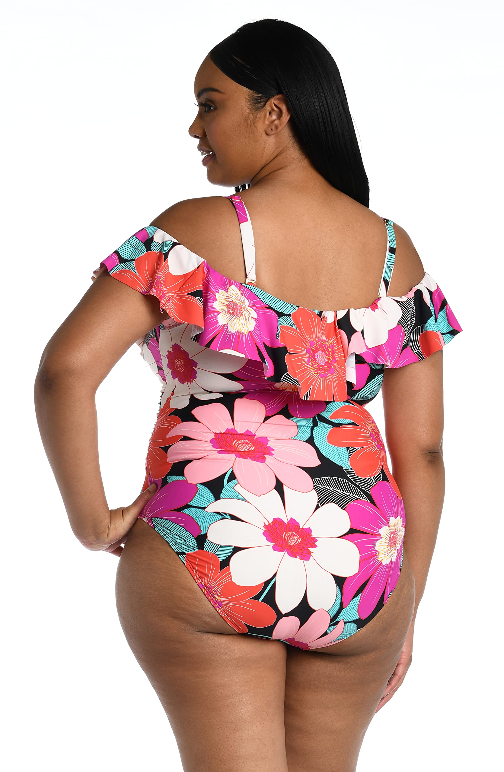 La Blanca Women's One Piece Swimsuit - Off Shoulder Ruffle Bathing Suit for Beach, Pool & Vacation | Flattering Swimwear for Summer