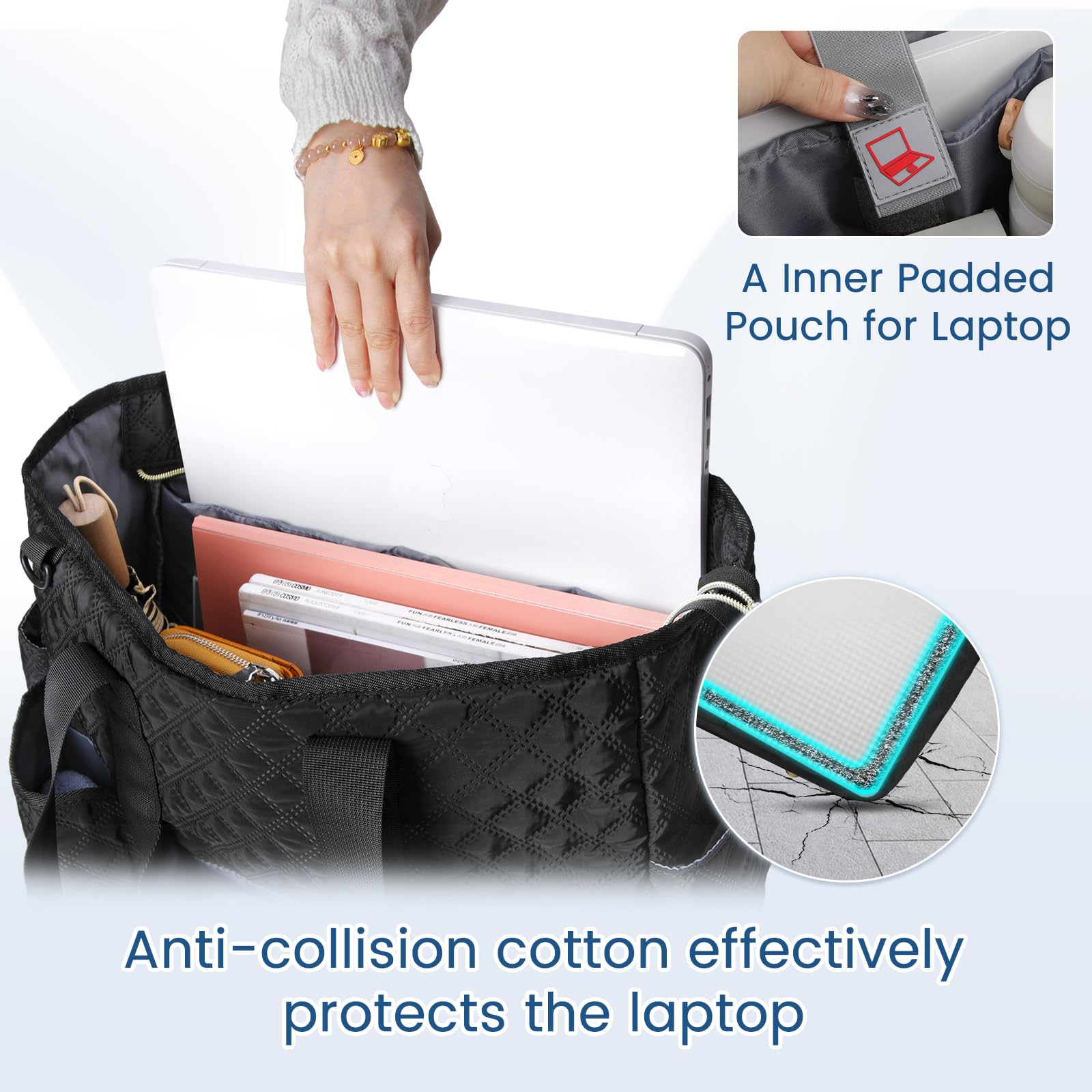Stylish Large Waterproof Tote Bag for Women - 15.6