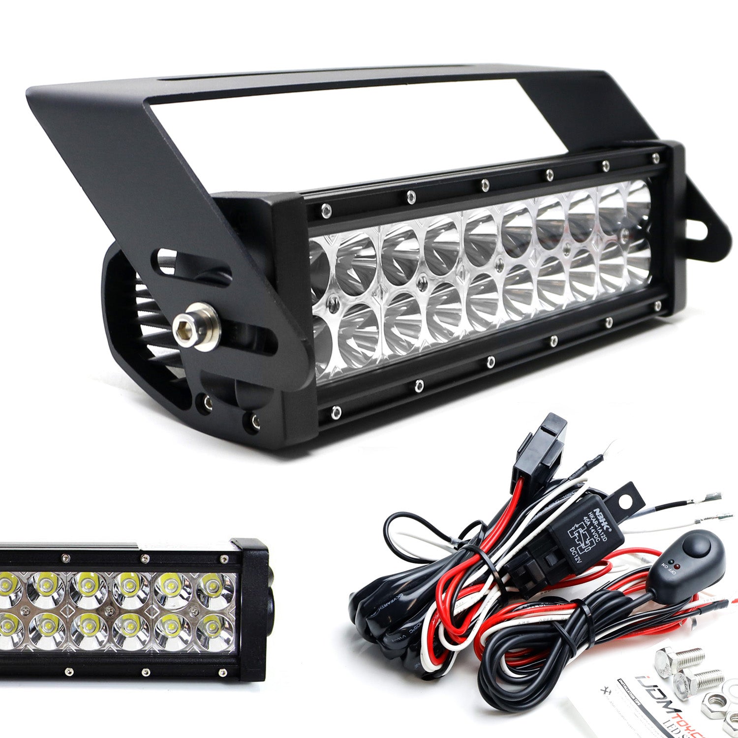 60W LED Light Bar Kit with Bumper Mount & Wiring Harness for Jeep Wrangler JK JL - Off-Road, Camping & Night Driving Accessories