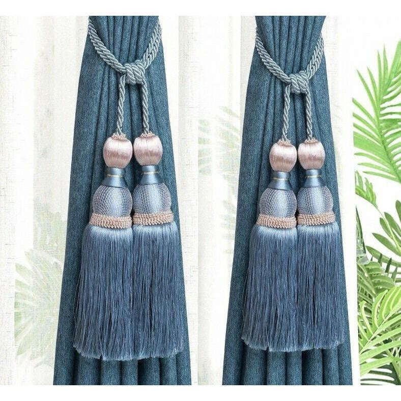 Elegant Kara Curtain Tiebacks - Decorative Fabric Brush Holdbacks for Drapes & Curtains - Perfect for Living Room, Bedroom & Window Decor