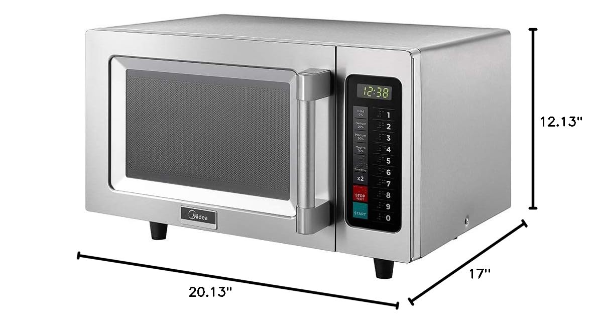 Midea 1025F1A 1000W Commercial Microwave Oven - 0.9 CuFt Stainless Steel Countertop with Touch Control | Perfect for Restaurants, Cafes & Office Kitchens