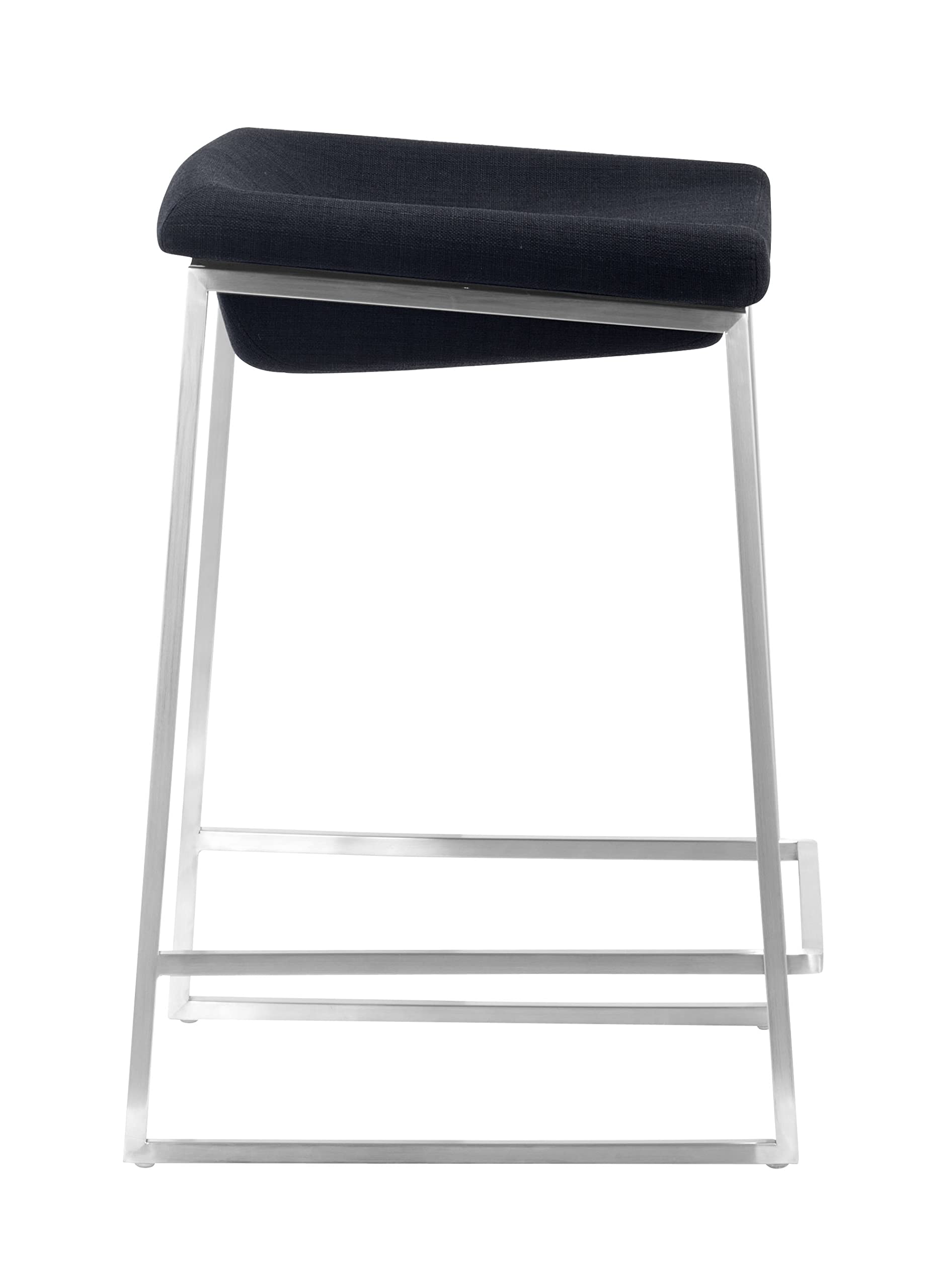 Zuo Lids Counter Stool Set of 2 - Dark Gray Modern Bar Stools for Kitchen Island, Breakfast Nook & Home Decor