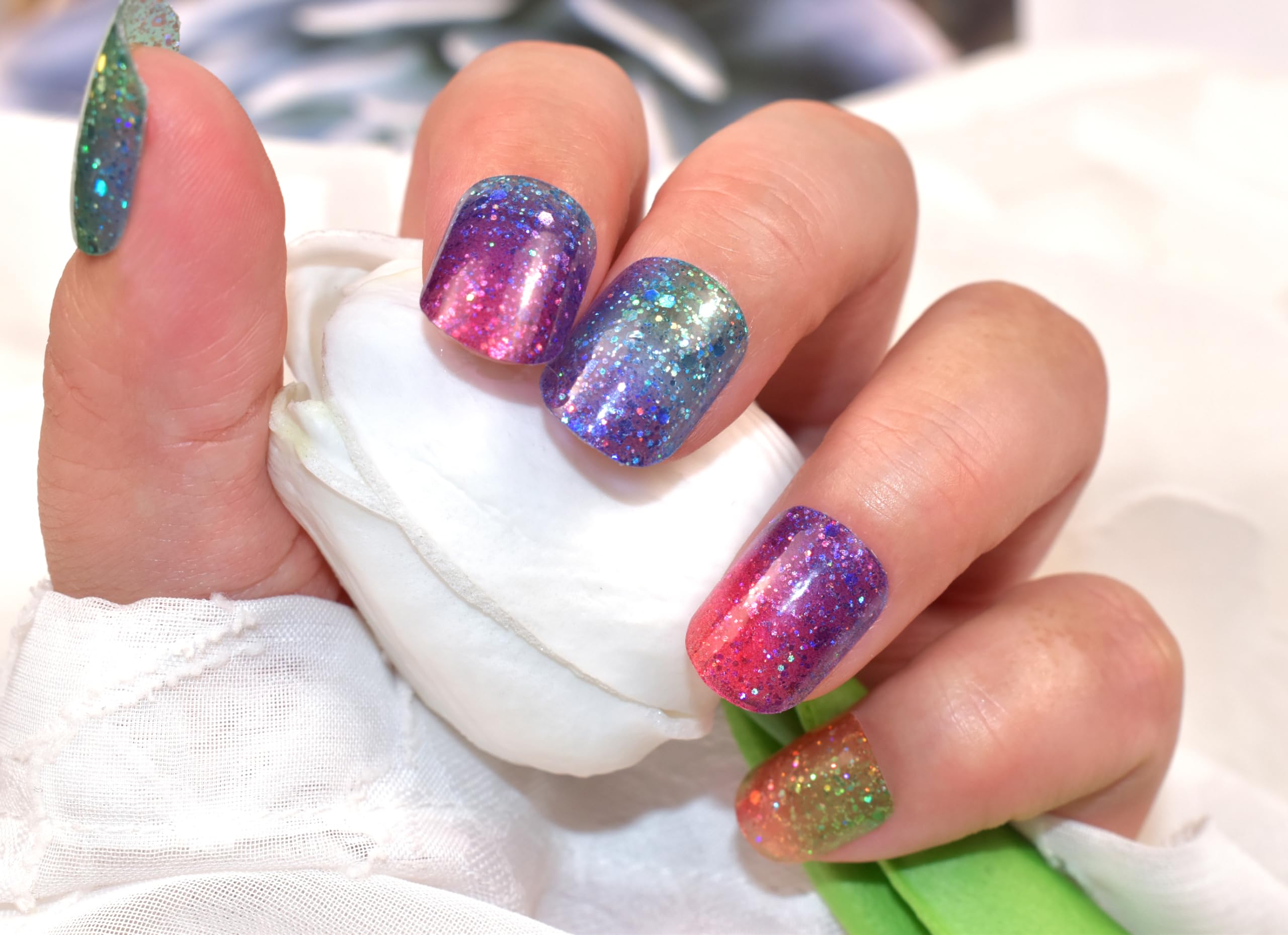 Glitter Nail Polish Stickers - Waterproof Long Lasting Nail Art Wraps with Sequins, No UV Lamp Needed | Perfect for DIY Manicures, Parties & Special Occasions