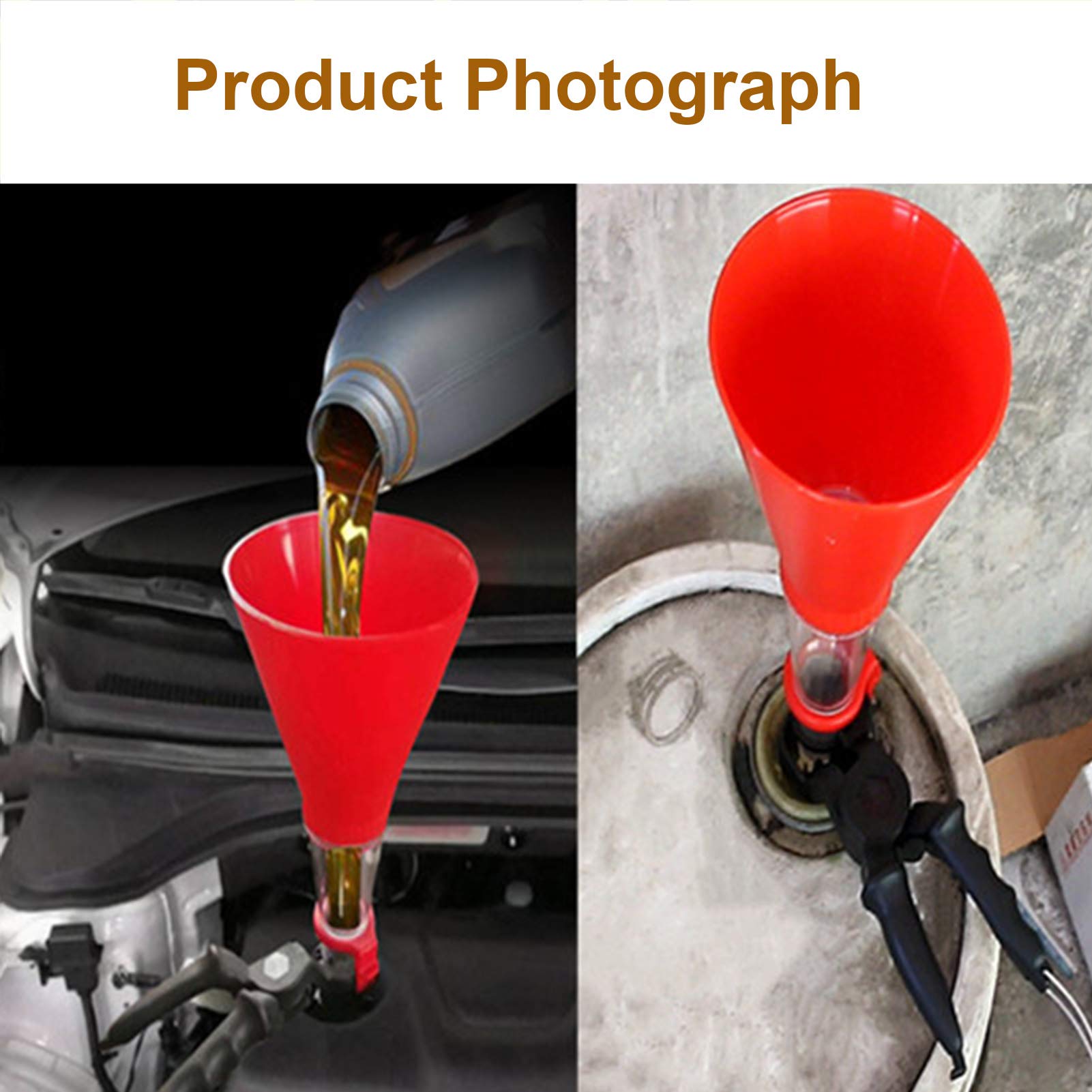 Universal Plastic Oil Funnel for Cars & Motorcycles - Large Diameter Engine Fluid Filling Tool for Oil, Diesel, Kerosene & Gasoline - Perfect for DIY Auto Maintenance & Garage Use (Red)