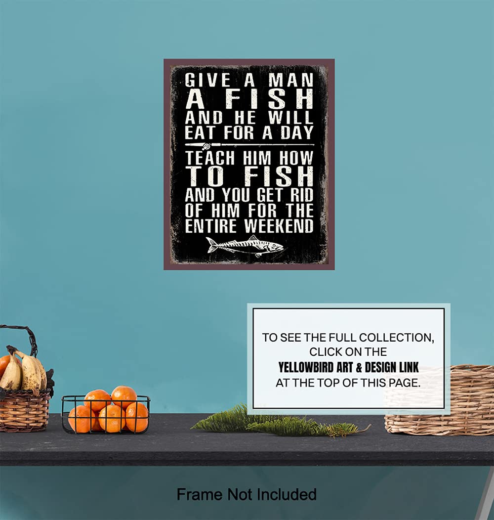 Funny Fishing Wall Decor for Men - Man Cave & Lake House Decor