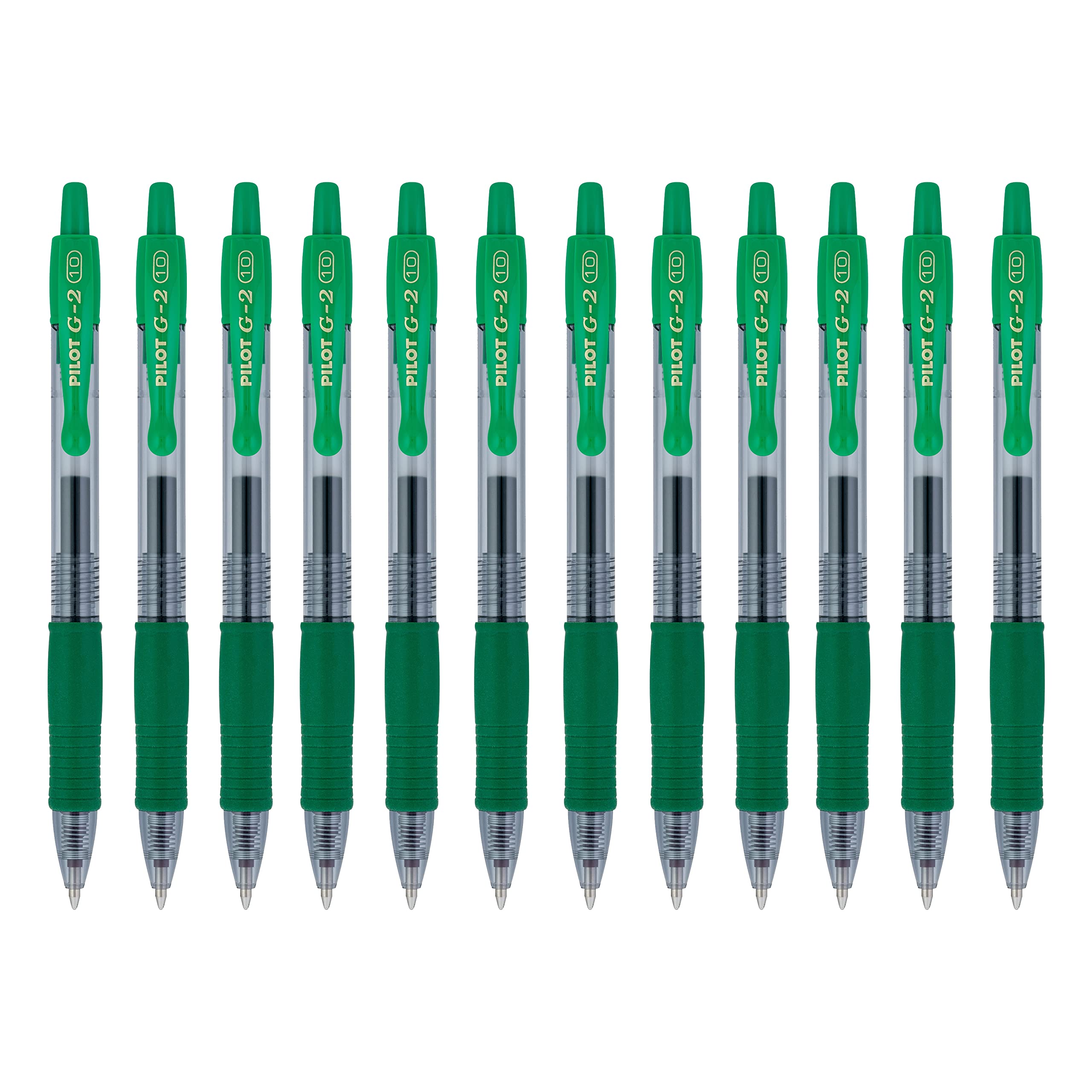 Pilot G2 Retractable Gel Pens - 12 Pack with 1.0mm Bold Point & Smooth Green Ink (31647) - Perfect for Office, School, Note Taking & Gift Giving
