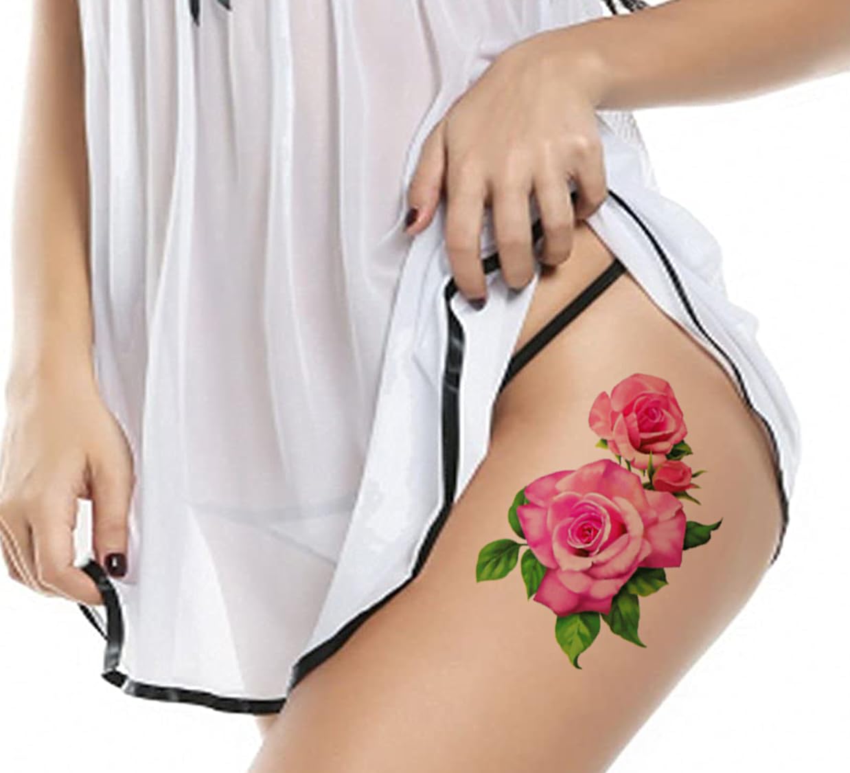 3D Temporary Tattoo Stickers for Men & Women - Waterproof Fake Tattoos with Flowers, Butterflies, Stars & Angel Designs - Realistic Body Art for Parties, Halloween & Cosplay (21x15cm, Dark Desire Collection)