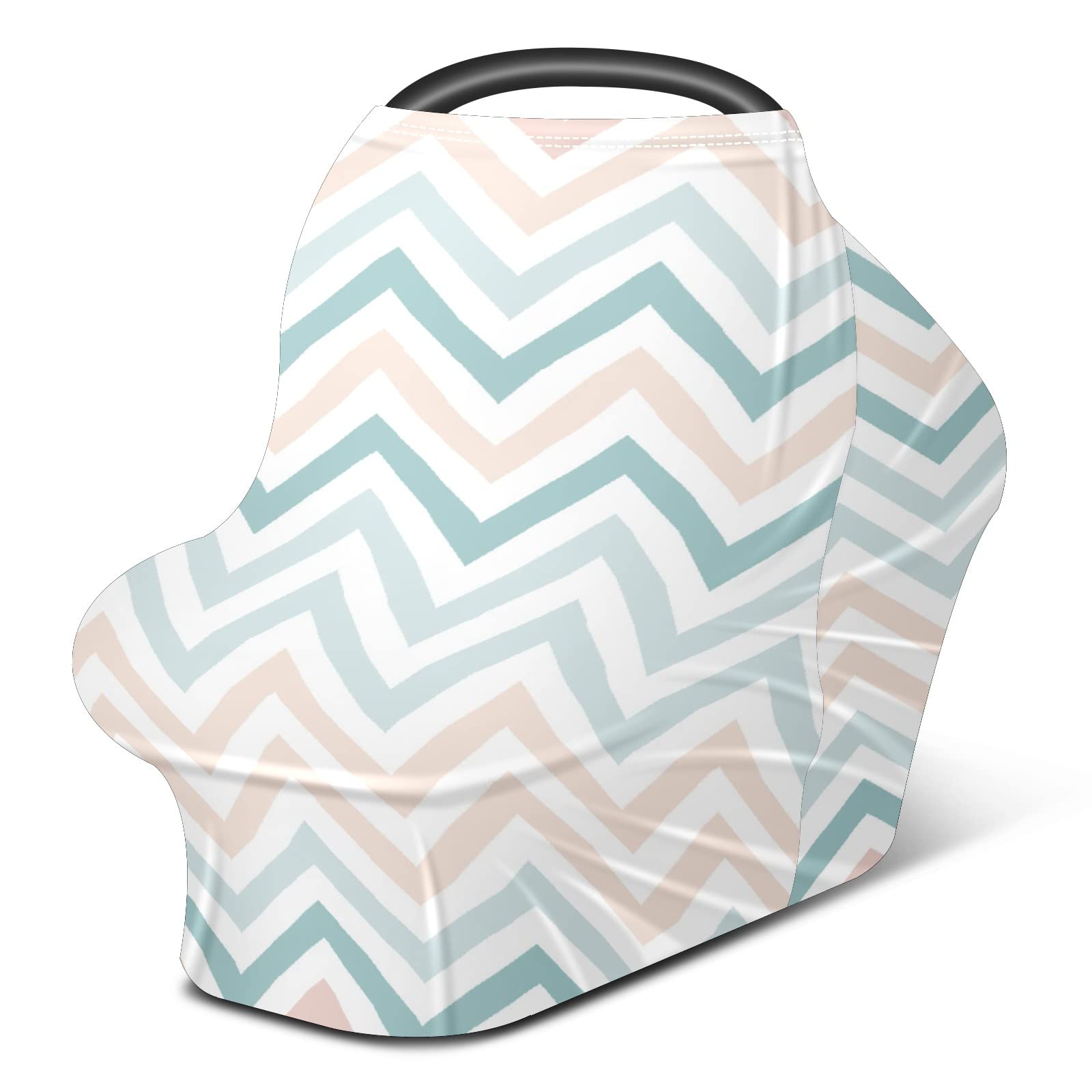 Soft Stretchy Baby Car Seat Cover & Nursing Scarf - Colorful Stripe Chevron Design for Boys & Girls - Multi-Use Infant Car Canopy, Stroller Cover & Breastfeeding Cover for New Moms - Perfect for Travel, Shopping & Outdoor Activities
