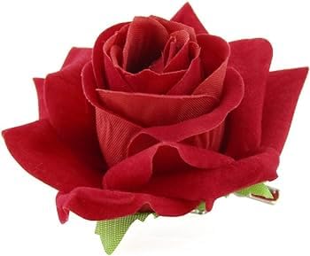 Natural Red Rose Hair Clips - Realistic Floral Hair Accessories for Women & Girls (Pack of 1) - Perfect for Weddings, Parties & Everyday Style