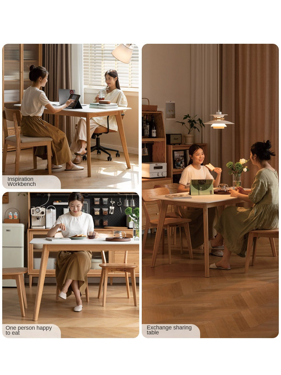 Solid Oak Wood Modern Rocking Dining Table - Stylish & Durable for Home, Restaurant, and Outdoor Dining Spaces