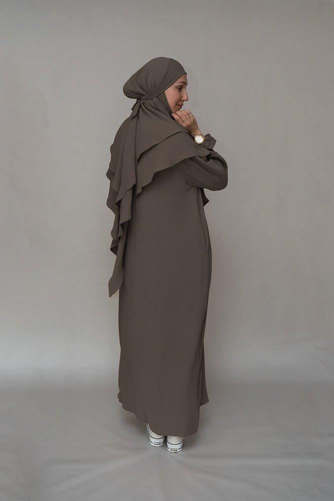 Dark Gray Umrah Abaya Dress - Non-Wrinkling Prayer Gown for Women | Perfect for Hajj, Islamic Prayer & Modest Fashion