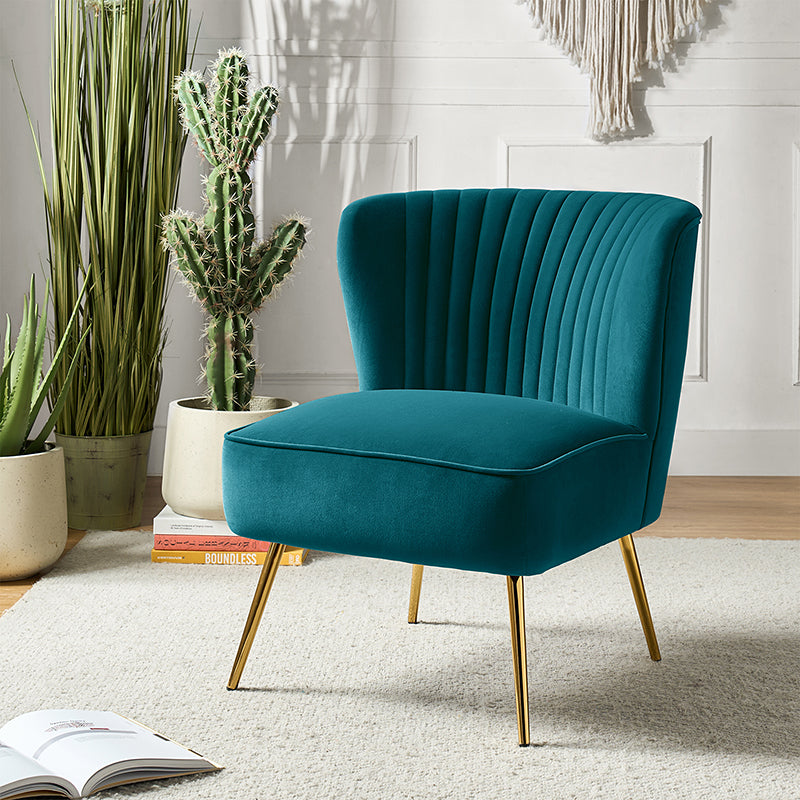 Lola Velvet Side Chair - Modern Upholstered Accent Chair for Living Room, Bedroom & Office - Soft Velvet Fabric with Sturdy Wooden Legs - Perfect for Dining, Lounge & Home Decor