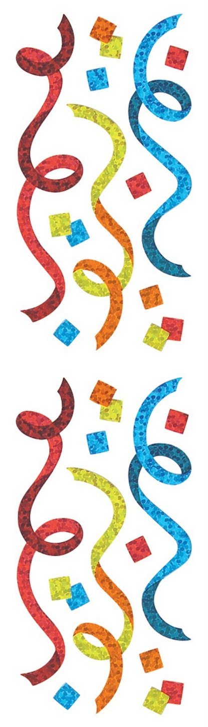 Jillson Roberts Prismatic Stickers - 12-Pack Multicolor Streamers & Confetti for Party Decorations, Birthday Celebrations, and Festive Events (S7286)