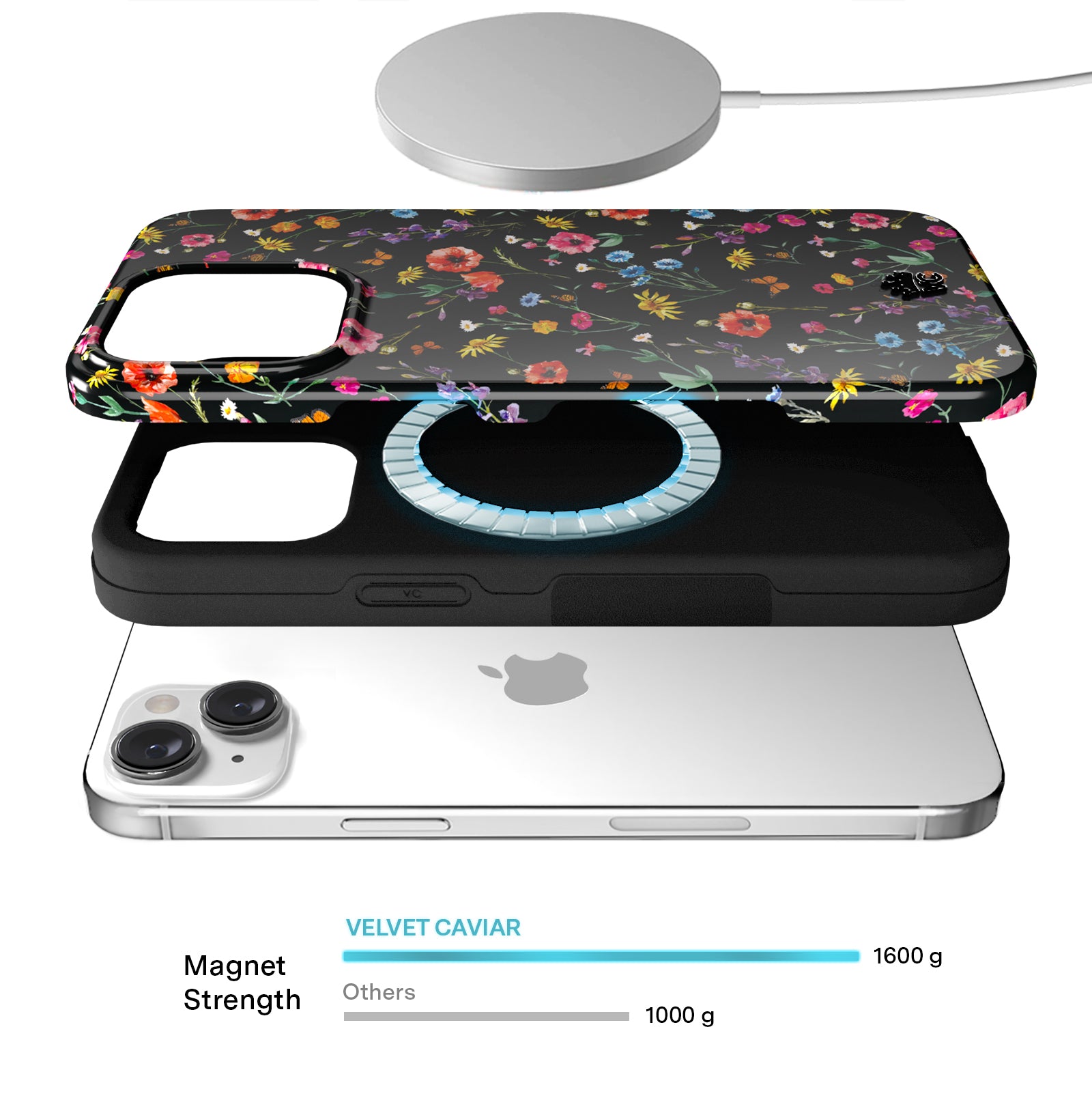 Premium Black Wildflower iPhone Case - Durable Protective Cover for iPhone [Model] - Perfect for Everyday Use, Travel & Outdoor Adventures