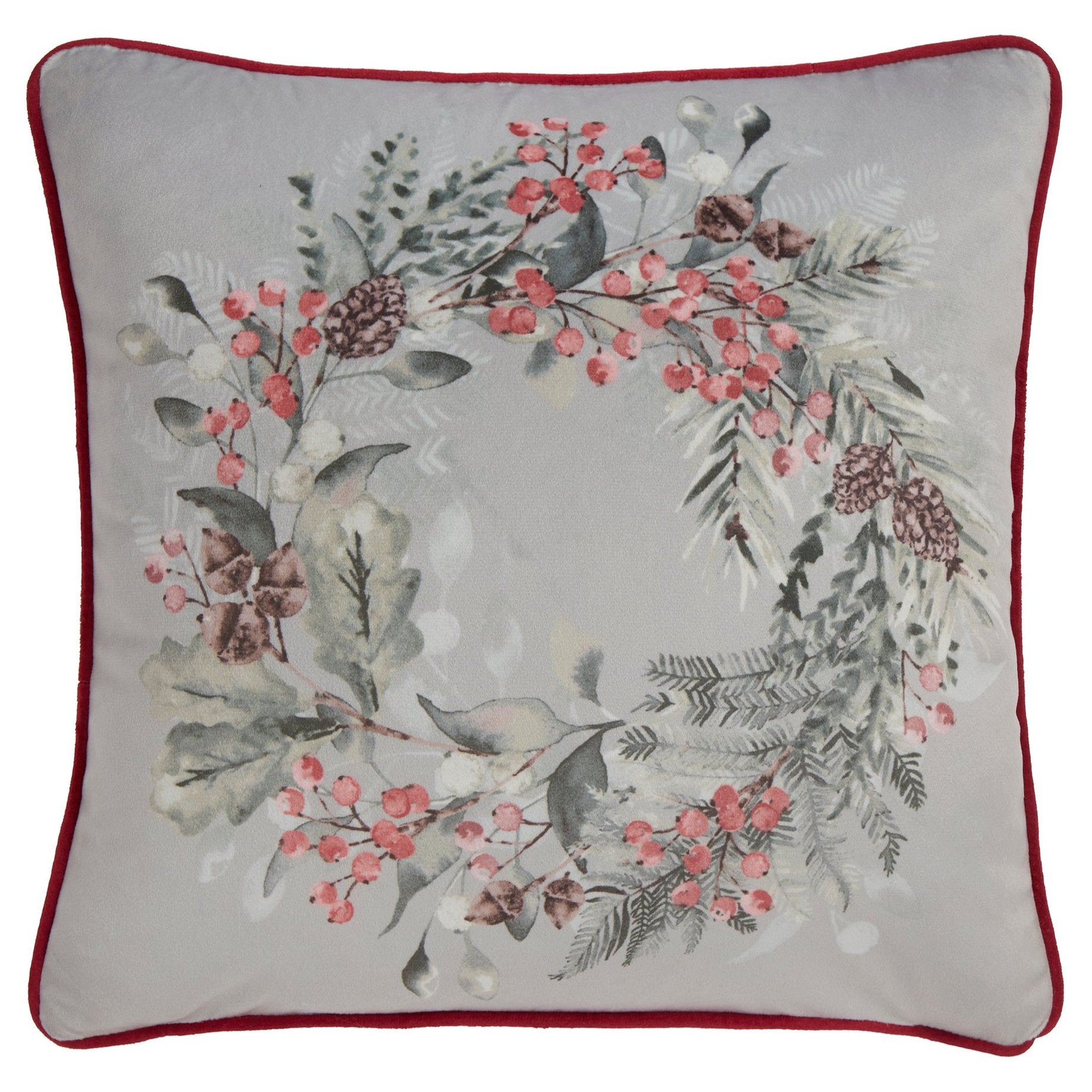 D&D Lodge Winter Sprigs Cushion - Green Decorative Throw Pillow for Sofa, Bed & Home Decor - Cozy Seasonal Accent for Living Room, Bedroom & Cabin