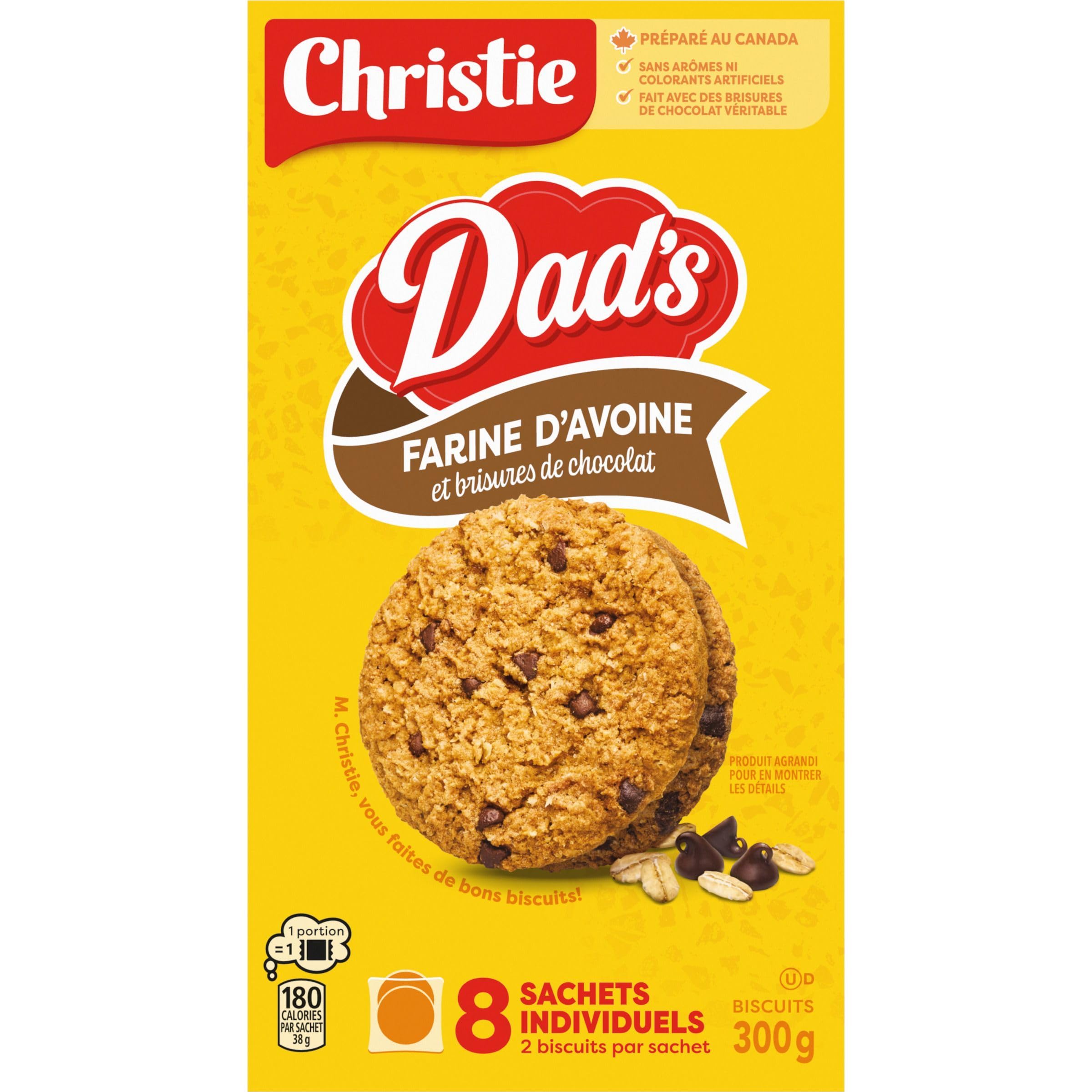 Dad's Portion Pack Oatmeal Chocolate Chip Cookies 300g - Healthy School Snacks, Lunchbox Treats & Afternoon Energy Boost for Kids