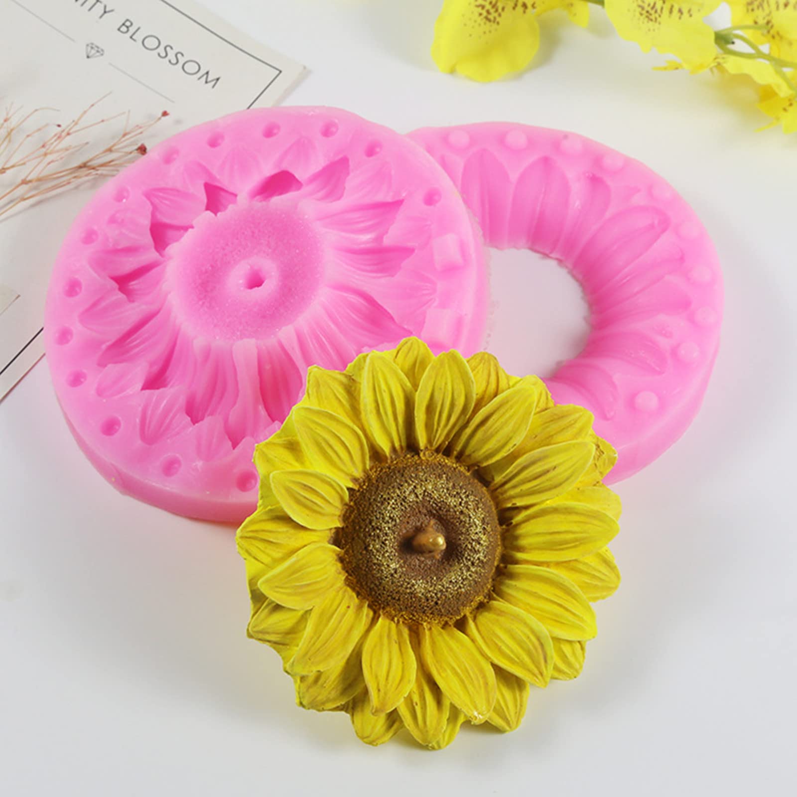 3D Sunflower Silicone Mold for Baking - Fondant, Chocolate, Candy, Cake Decorating, Soap & Candle Making, Polymer Clay Crafts - Perfect for DIY Desserts, Wedding Cakes, and Home Decor