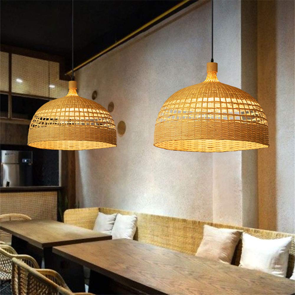 Modern LED Chandelier Lamp - Semicircle Hollow Design with Natural Straw Material, Eco-Friendly Hanging Light Fixture for Living Room, Bedroom, Dining Room, Bars and Restaurants | Energy Saving & Stylish Ceiling Lighting