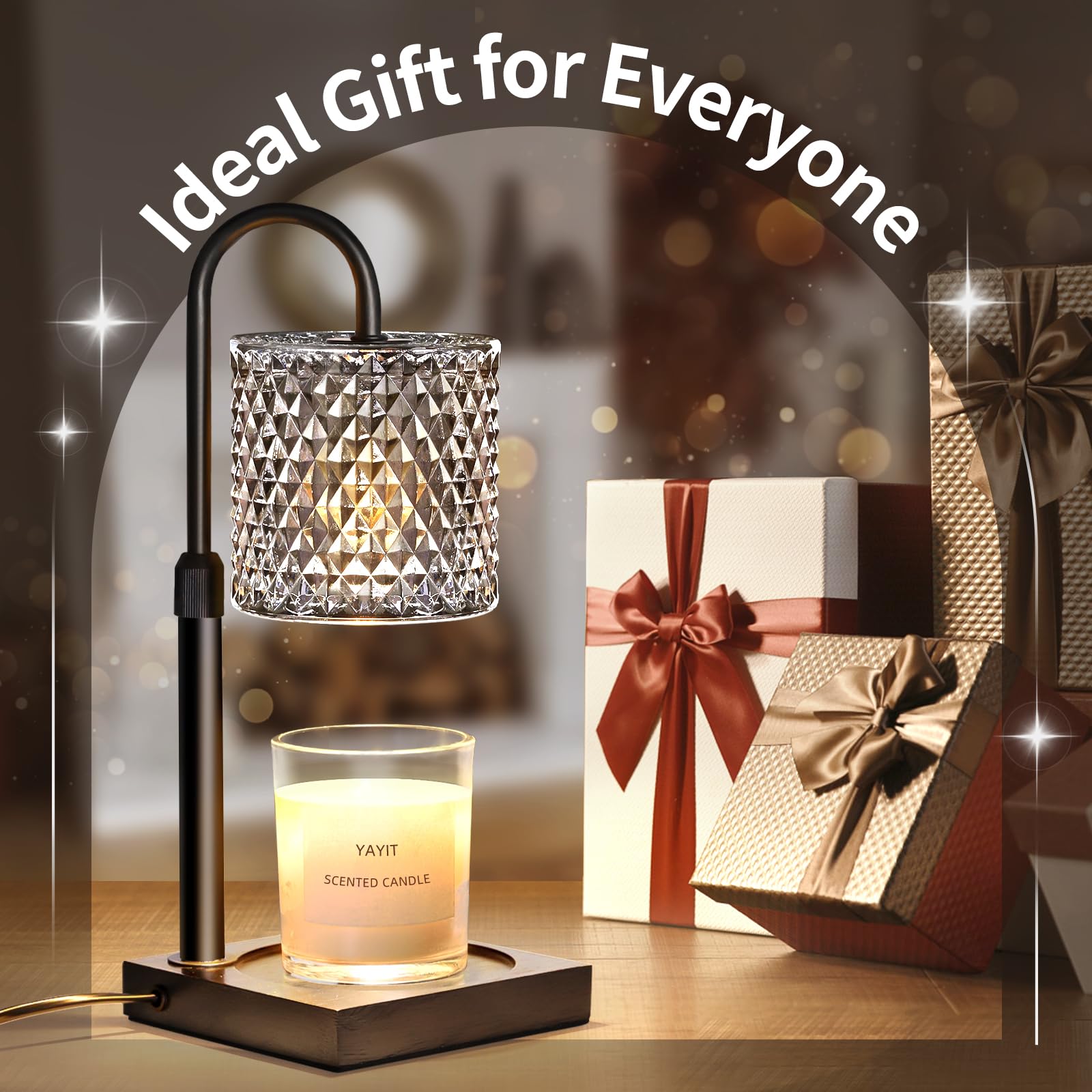 Adjustable Height Candle Warmer Lamp with Timer & Dimmer - 2 Bulbs Included for Jar Candles - Elegant Home Decor & Perfect Birthday Gift for Women - Ideal for Relaxation, Aromatherapy & Cozy Ambiance