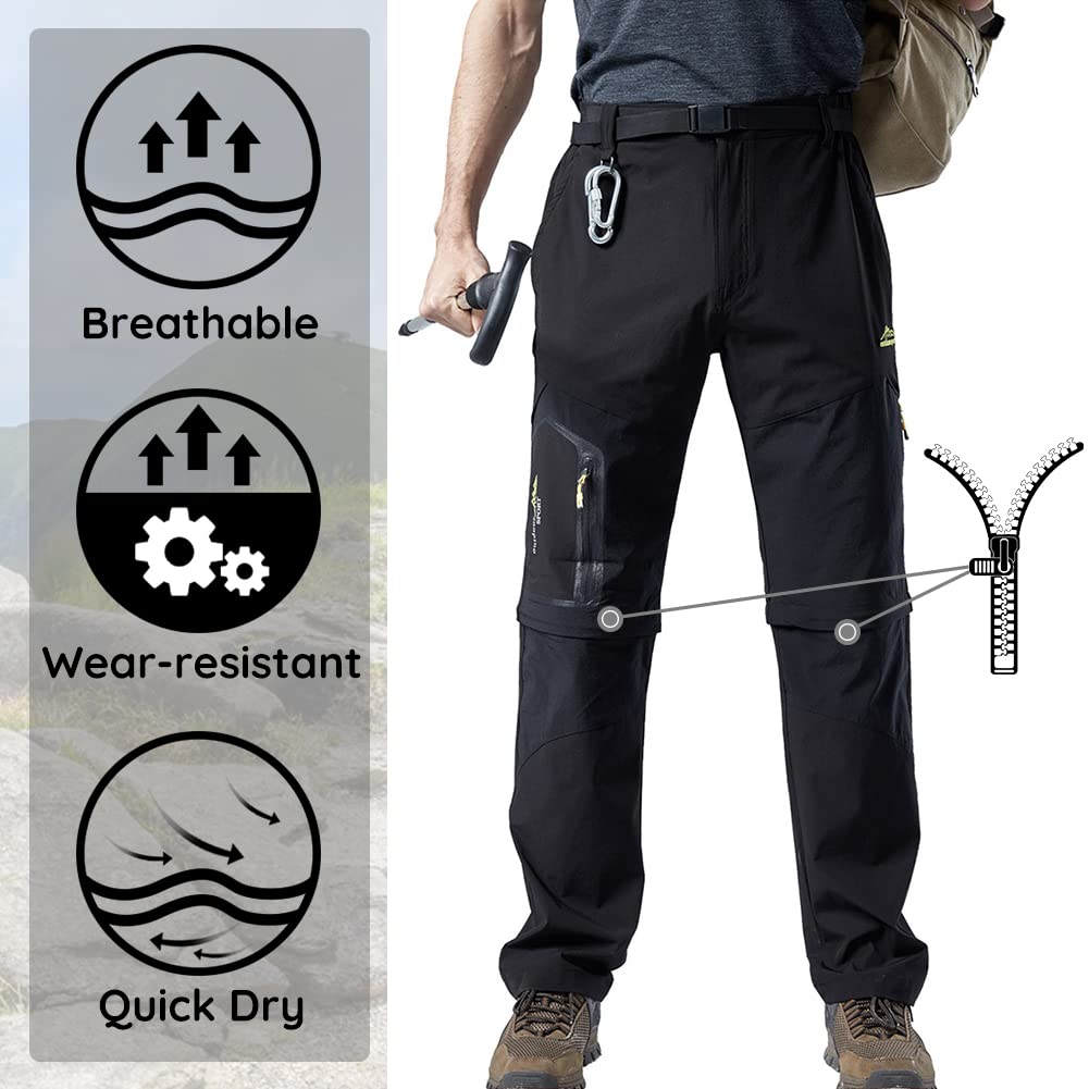 Men's Lightweight Quick-Dry Convertible Hiking Pants with Zip-Off Legs - Outdoor Cargo Pants for Hiking, Fishing & Casual Wear - Perfect for Adventure Travel & Everyday Use