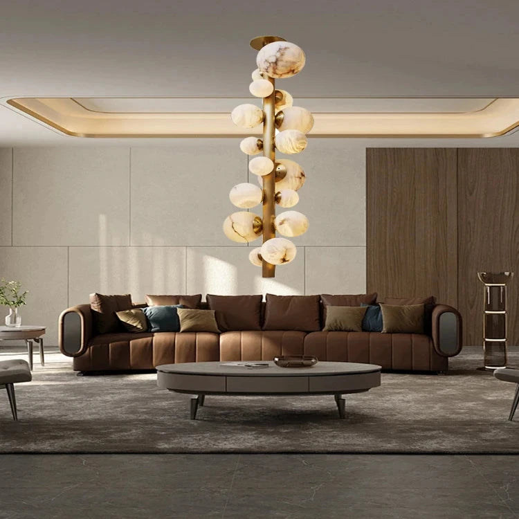 Modern Marble Ball Vertical Liner Chandelier - Elegant Ceiling Light Fixture for Dining Room, Living Room & Bedroom Decor