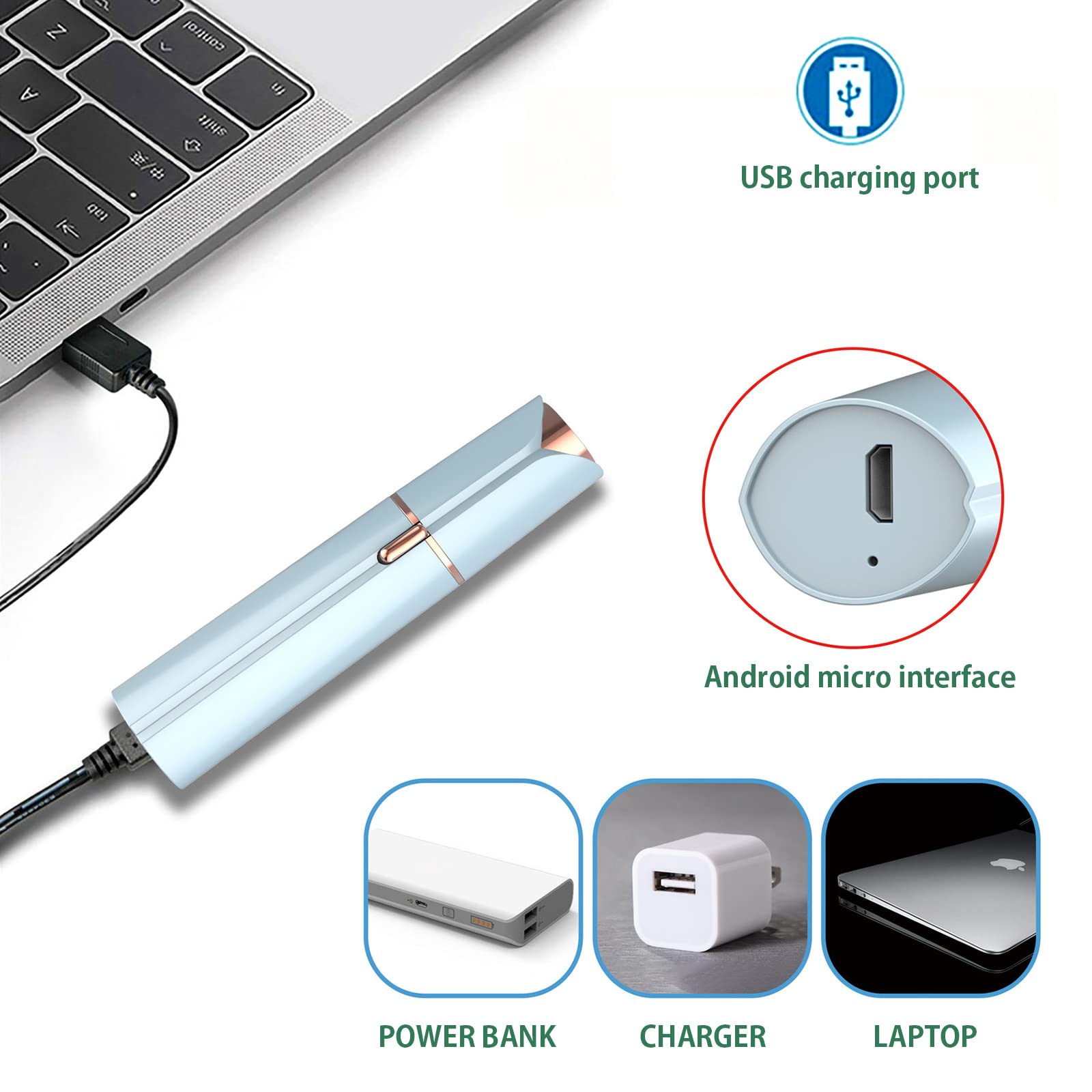 Painless Electric Facial Hair Remover for Women - USB Rechargeable Mini Hair Trimmer for Face, Cheeks, Lips & Chin | Peach Fuzz Removal | Portable & Gentle Skin Care Tool | Perfect for Travel, Daily Grooming & Smooth Skin Routine