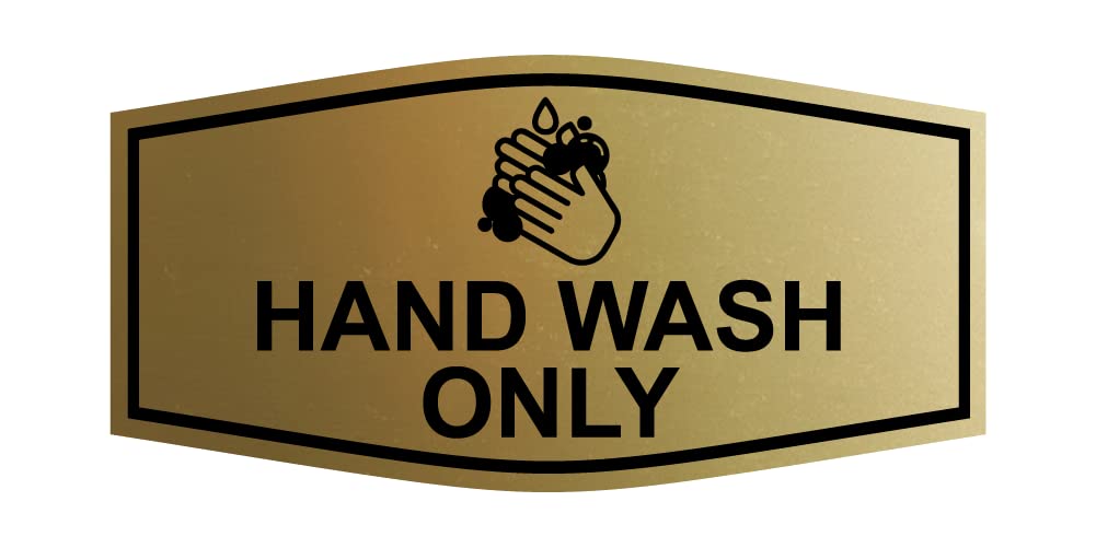 Hand Wash Only Sign - Brushed Gold Large Bubble Design for Kitchen & Laundry Room - Gentle Care for Delicate Fabrics