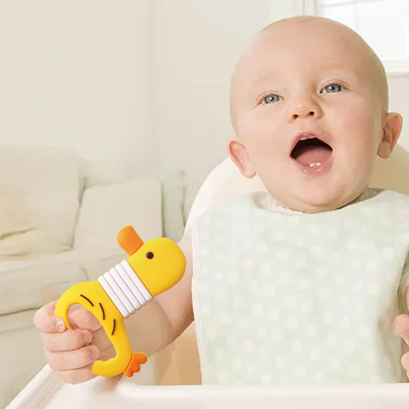 Silicone Teether Duck - Safe Baby Chew Toy for Teething Relief, Sensory & Molar Stimulation - BPA-Free Soothing Gums Toy for Infants & Toddlers (Ideal for Home, Travel & Daycare Use)