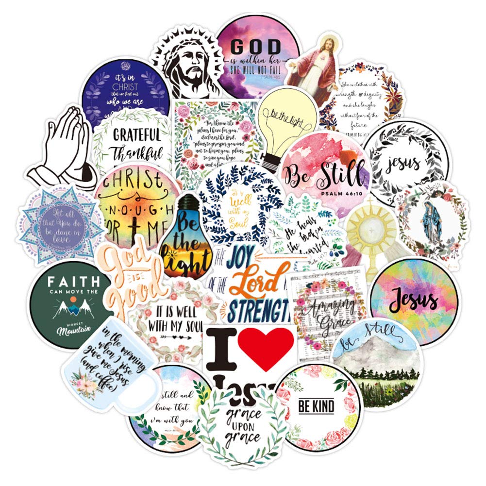 Inspirational Jesus Stickers - 50Pcs Bible Verse Decals for Journaling & Gifts