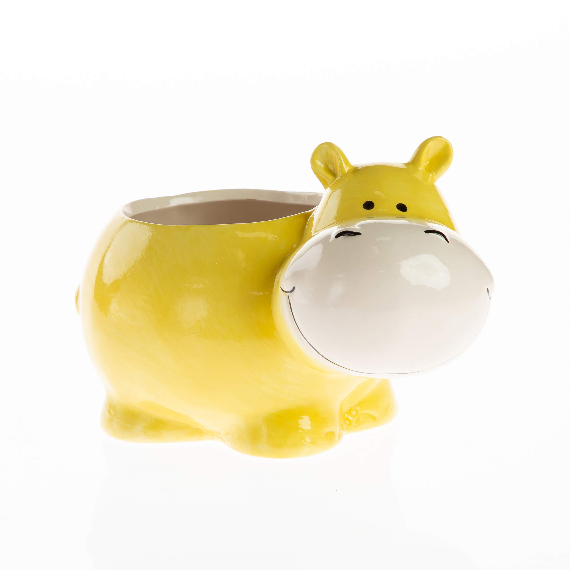 DL1199 Yellow Hippo Ceramic Flower Pot - 4