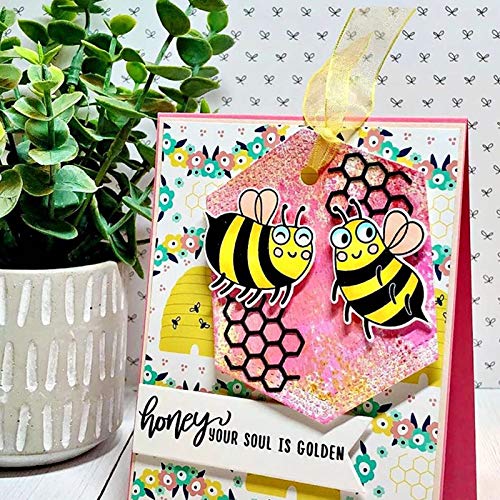 Honey Bee Honeycomb Bottle Stir Stick Metal Cutting Dies & Stamps Set for Card Making, Scrapbooking, DIY Album & Photo Decor - Perfect for Wedding Invitations, Greeting Cards & Craft Projects