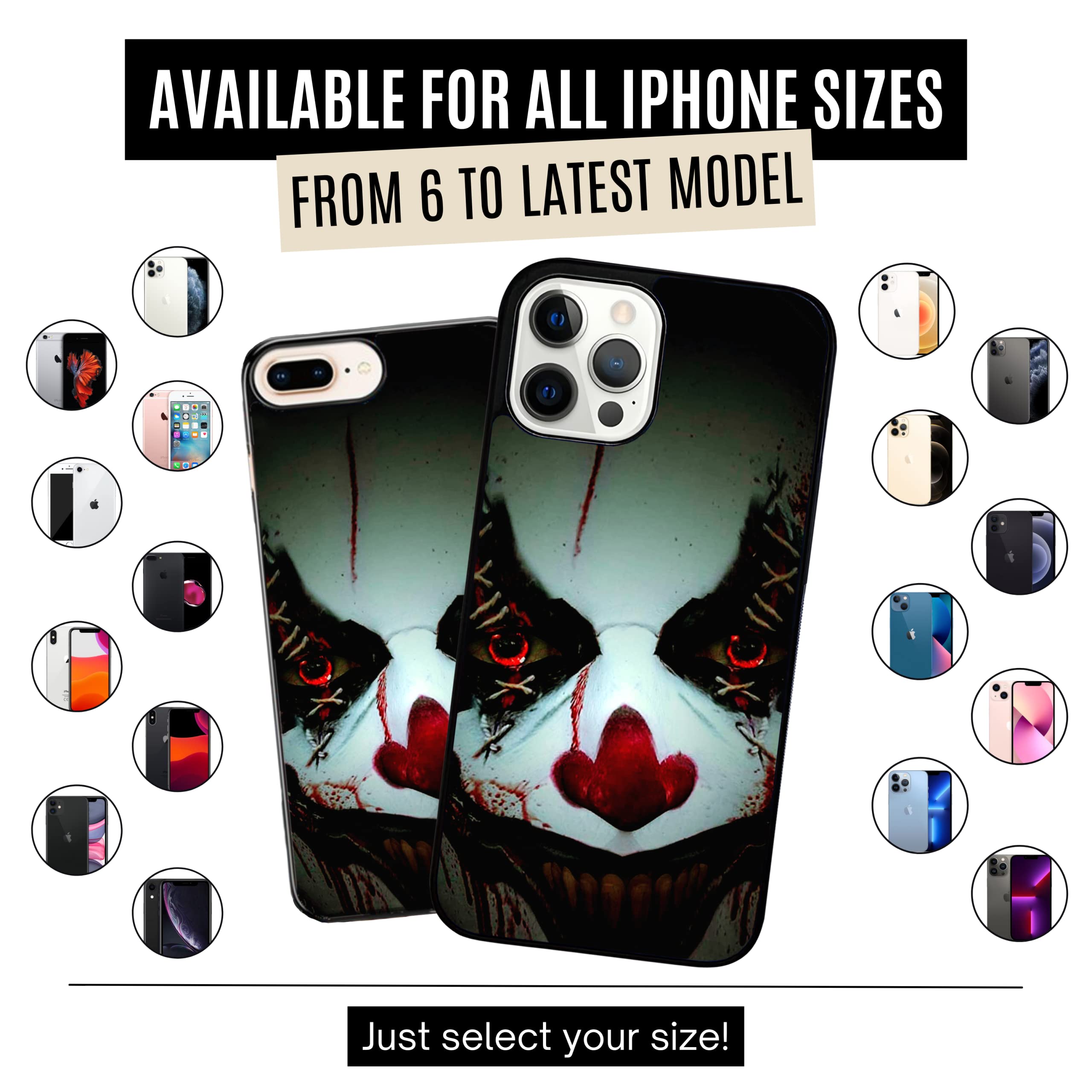 Horror Halloween Clown Phone Case for iPhone 13 Pro Max - Scary Design, Durable TPU Rubber, Shockproof & Non-Slip Slim Protective Cover (Black) - Perfect for Halloween Parties, Cosplay & Horror Theme Events